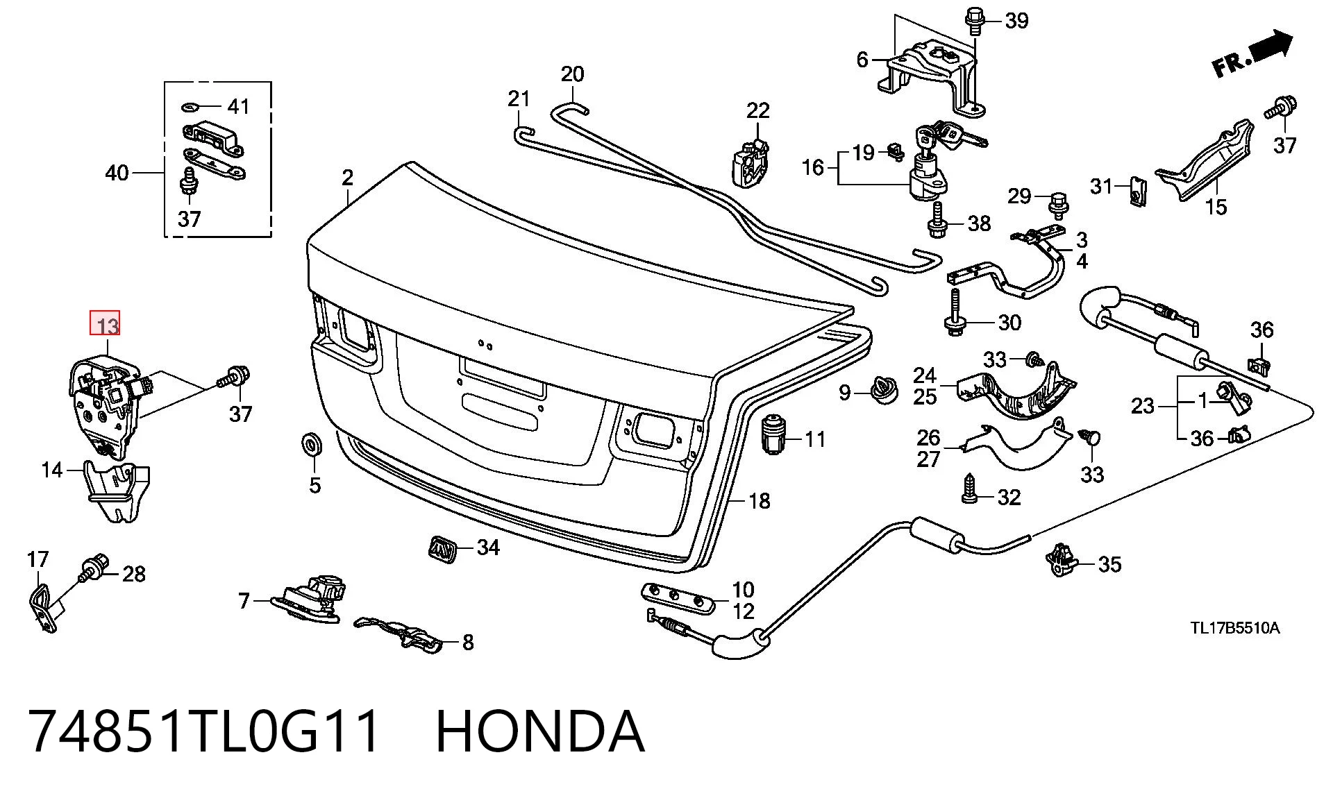 74851TL0G11 Honda Замок п'ятих дверей