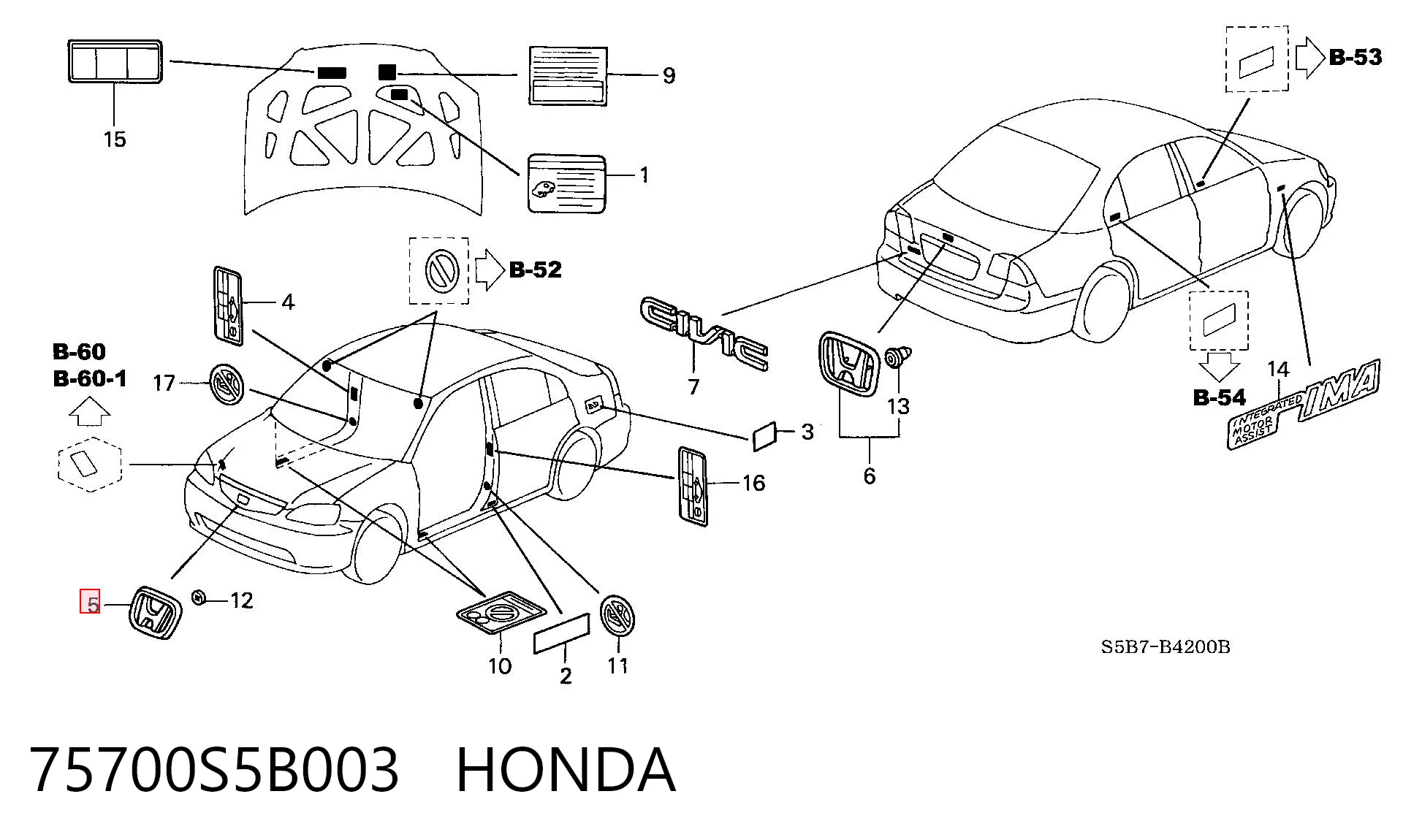 75700S5B003 Honda 