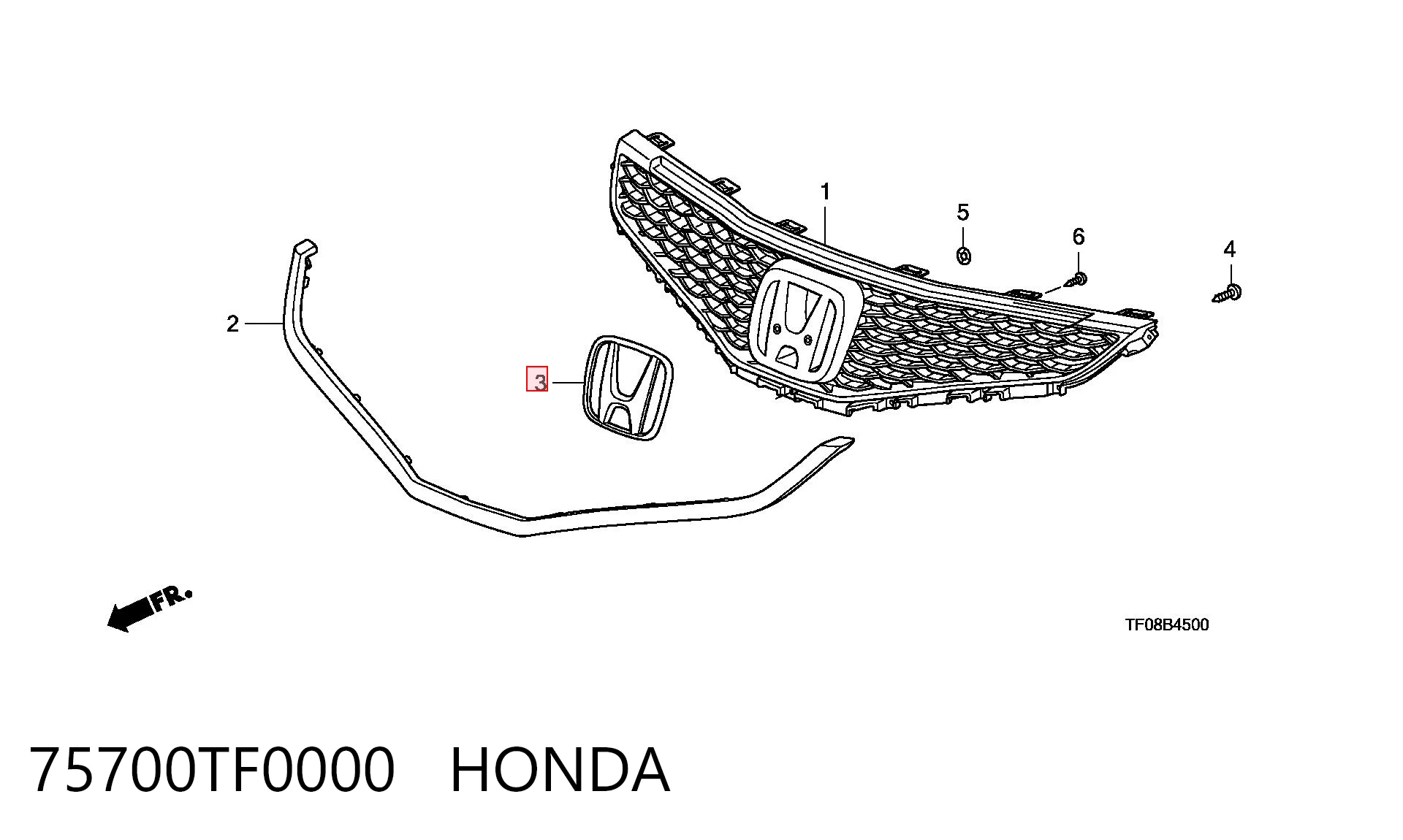 75700TF0000 Honda Емблема кришки багажника, фірмовий значок