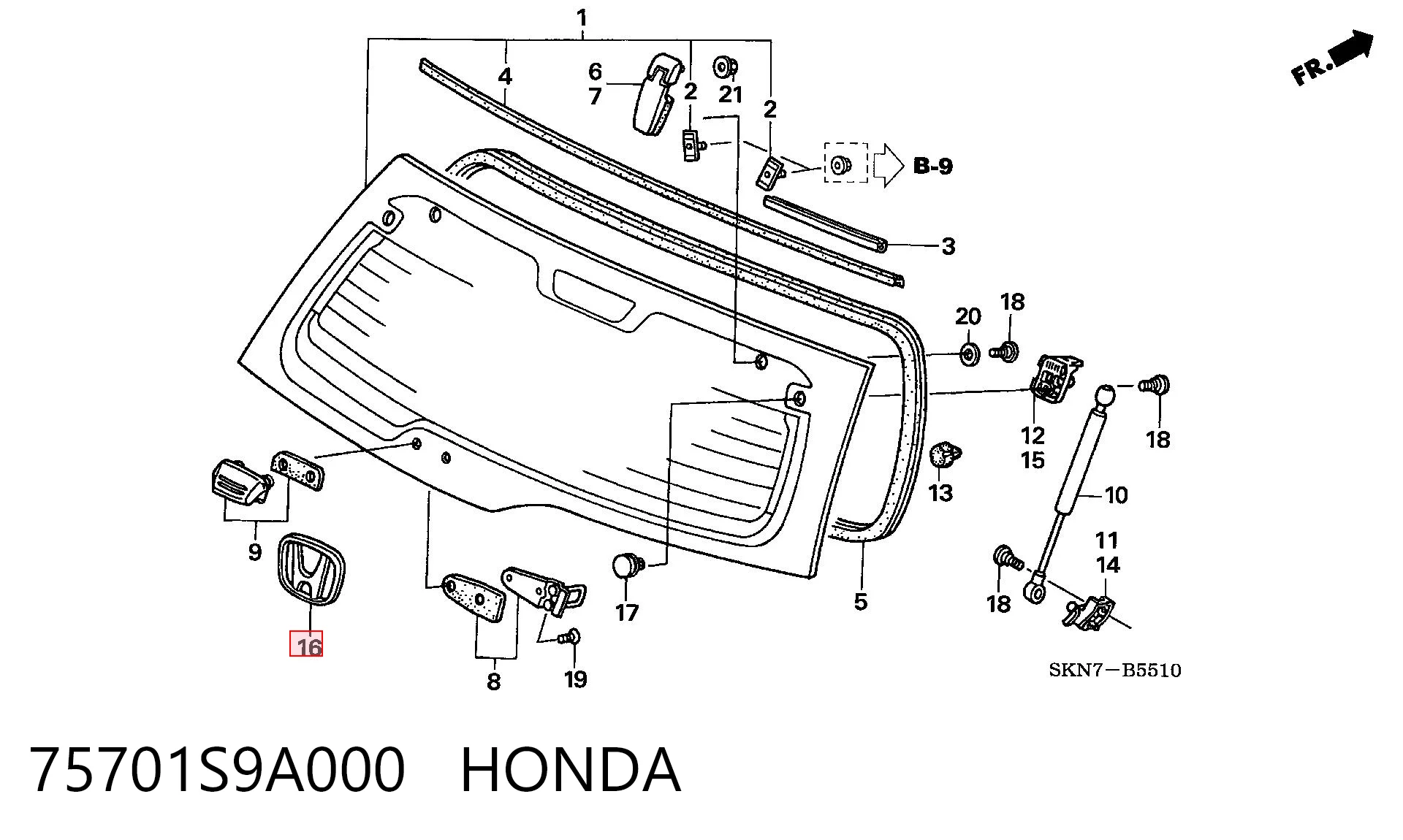 75701S9A000 Honda Емблема кришки багажника, фірмовий значок