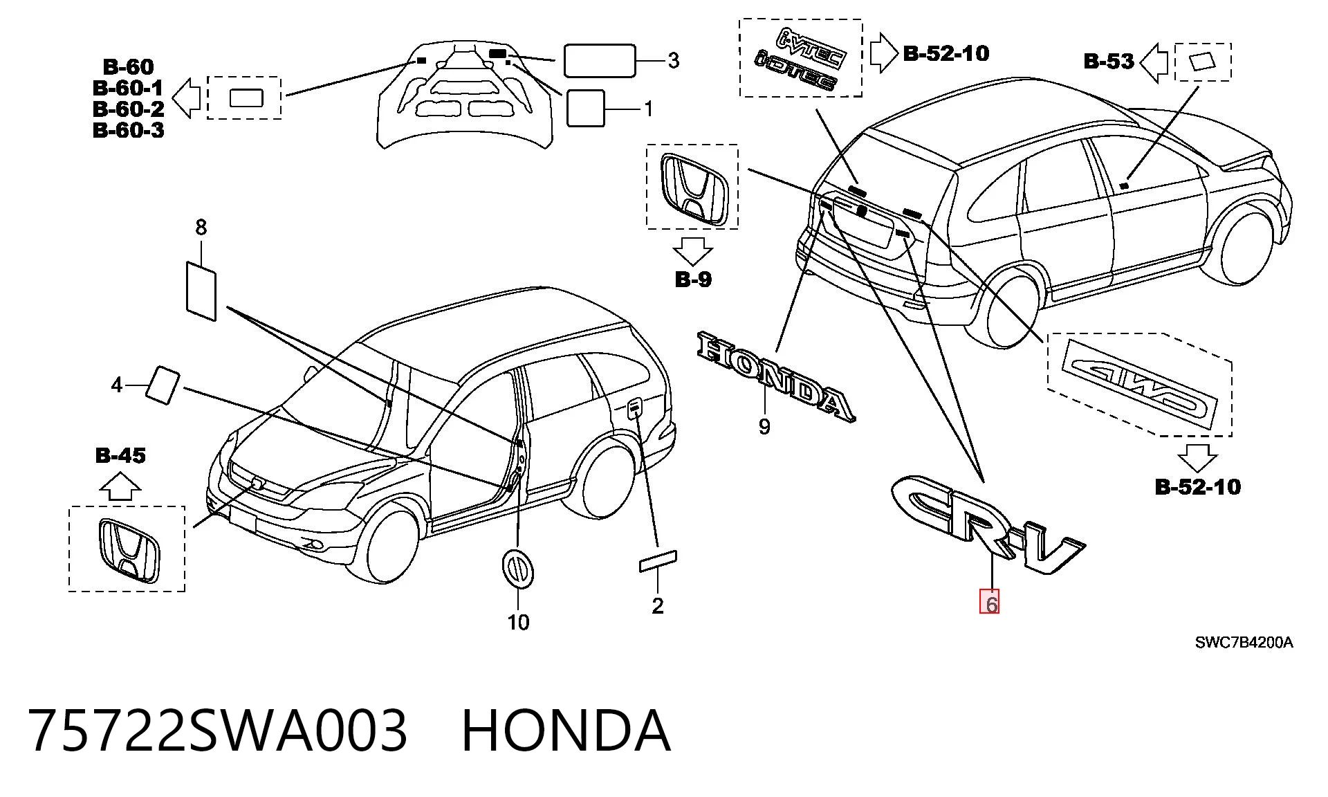 75722SWA003 Honda 