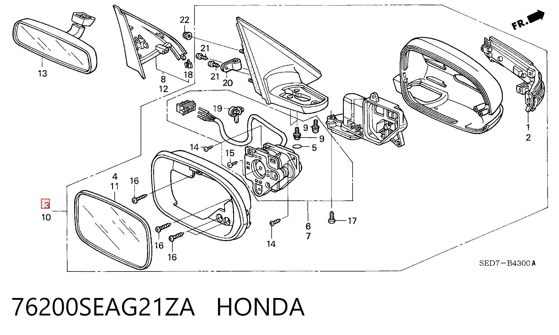 Праве дзеркало заднього виду на Honda Accord VII CL, CM