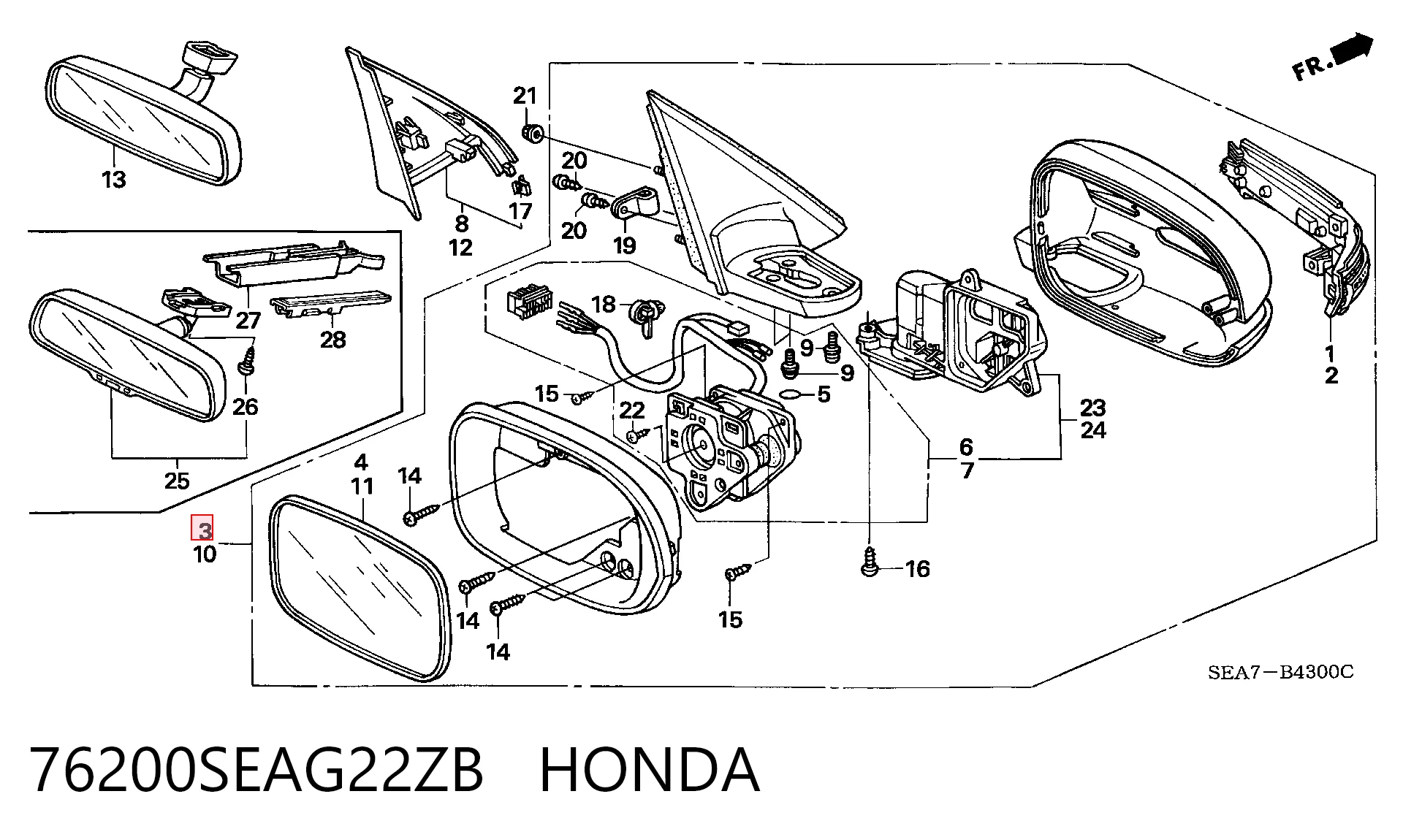  Дзеркало праве Honda Accord 7