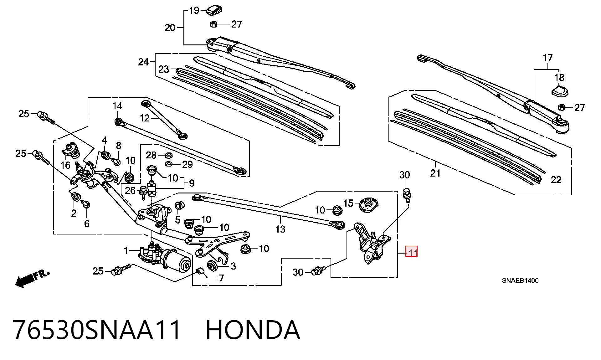 76530SNAA11 Honda Трапеція склоочисника