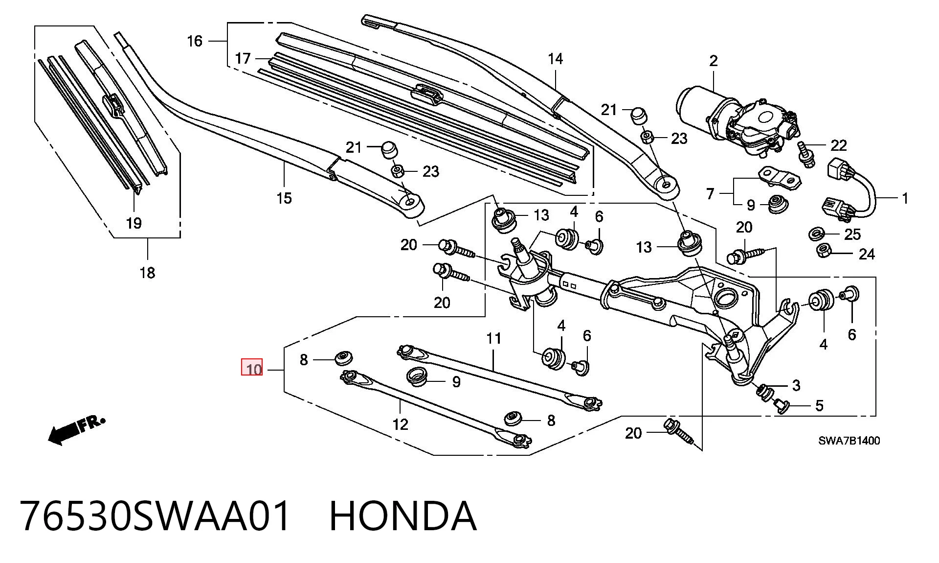 76530SWAA01 Honda Трапеція склоочисника
