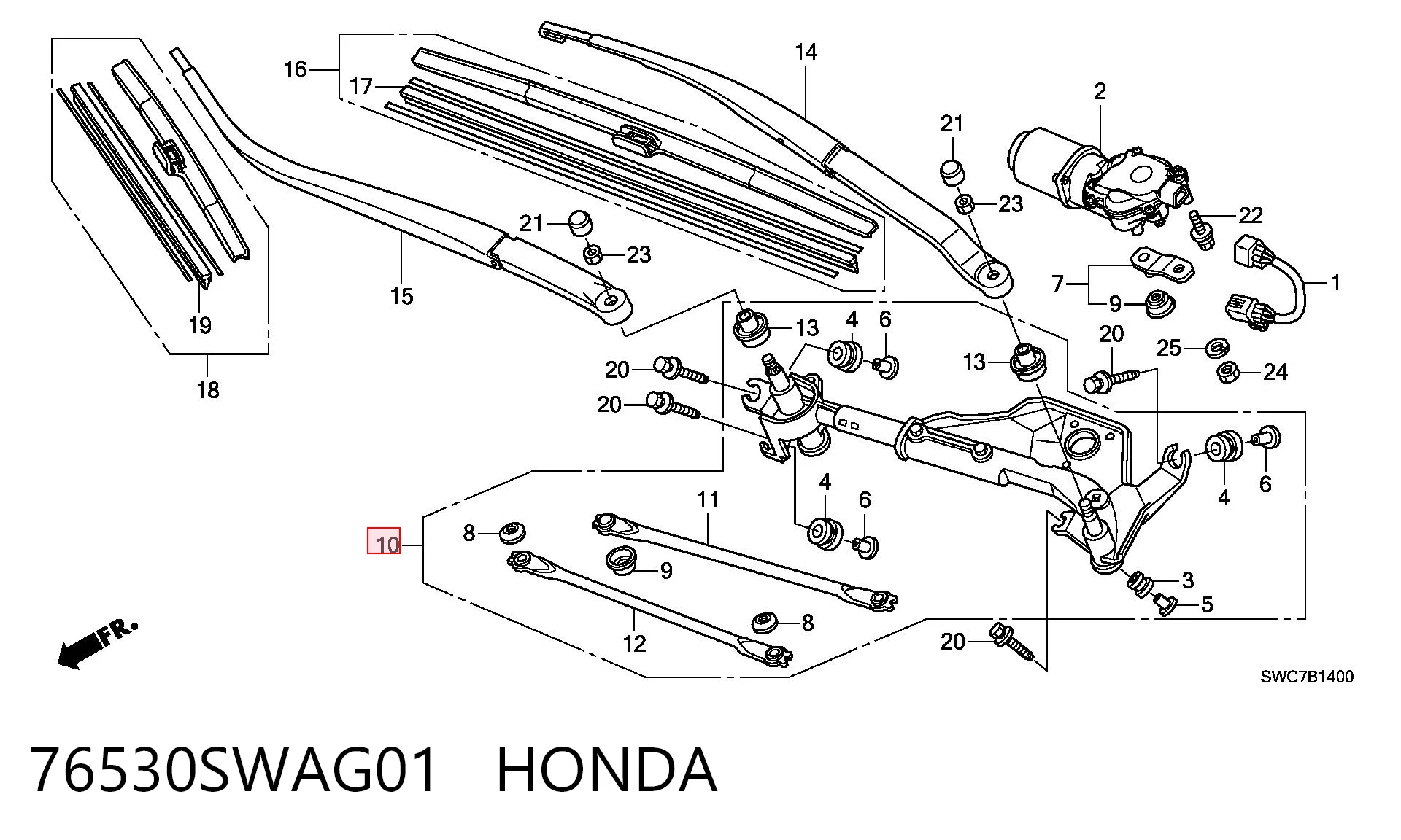 76530SWAG01 Honda Трапеція склоочисника