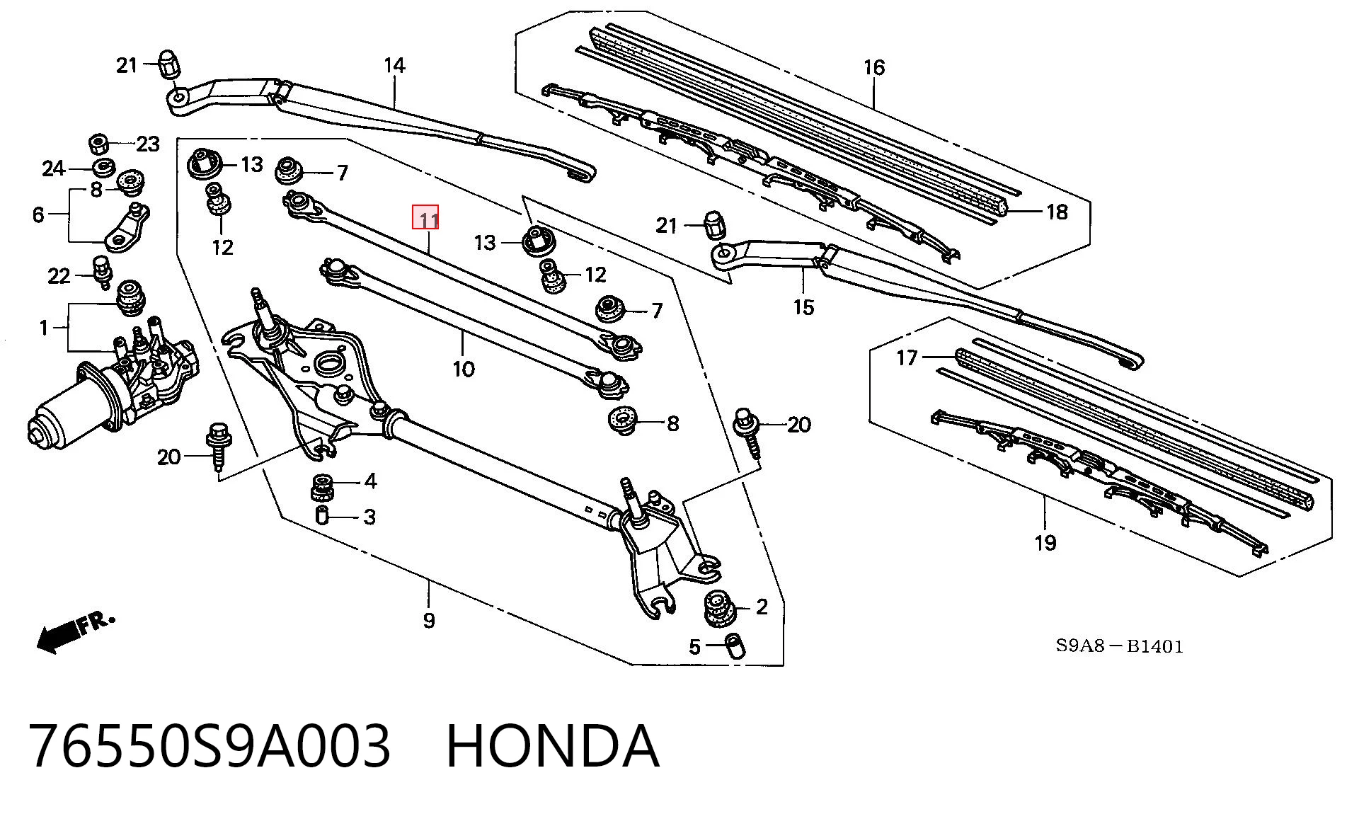 76550S9A003 Honda Трапеція склоочисника