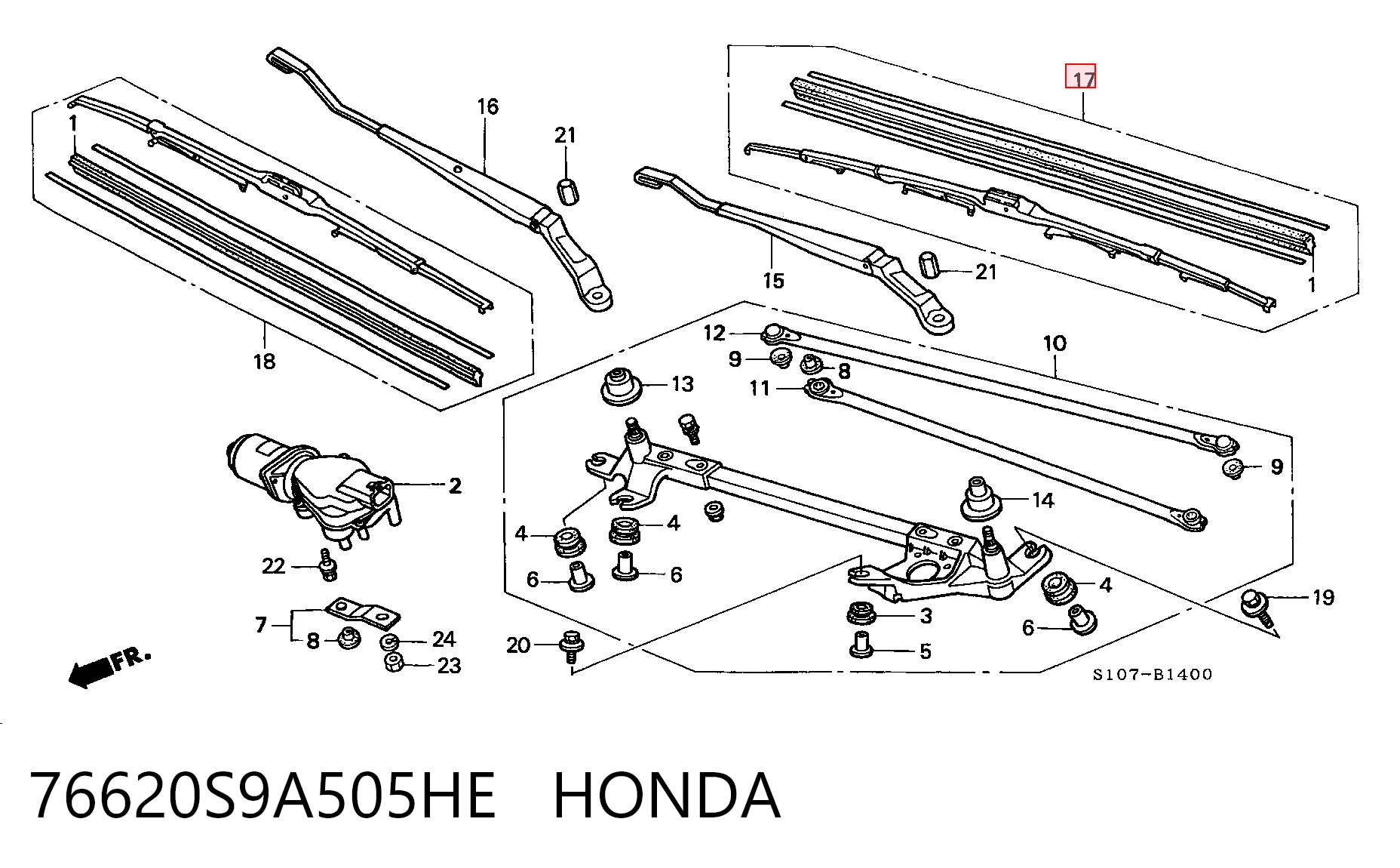 Щітка-двірник лобового скла, пасажирська 1714325 General Motors