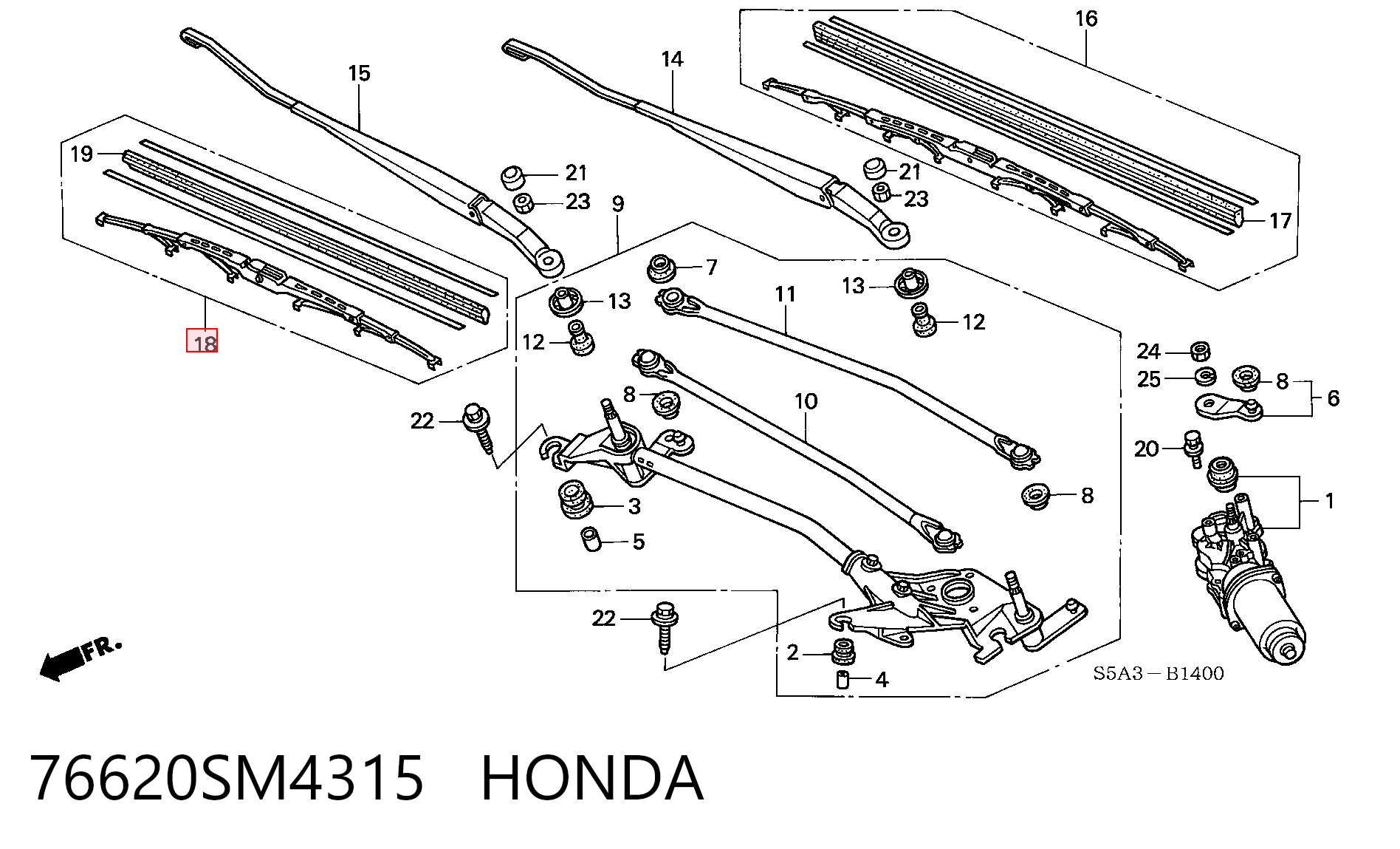 Щітка склоочисника лобового скла, пасажирська General Motors 1714325