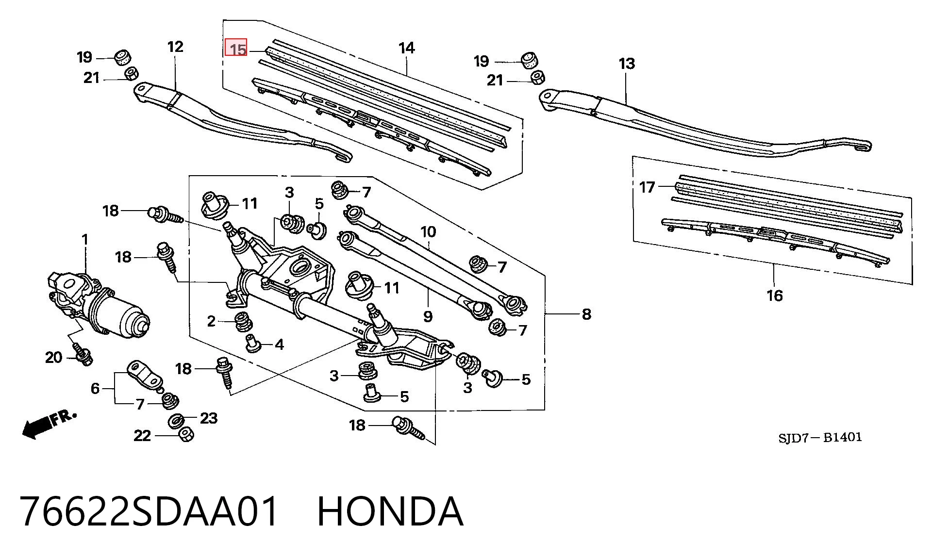 76622SDAA01 Honda Гумка склоочисника водійська