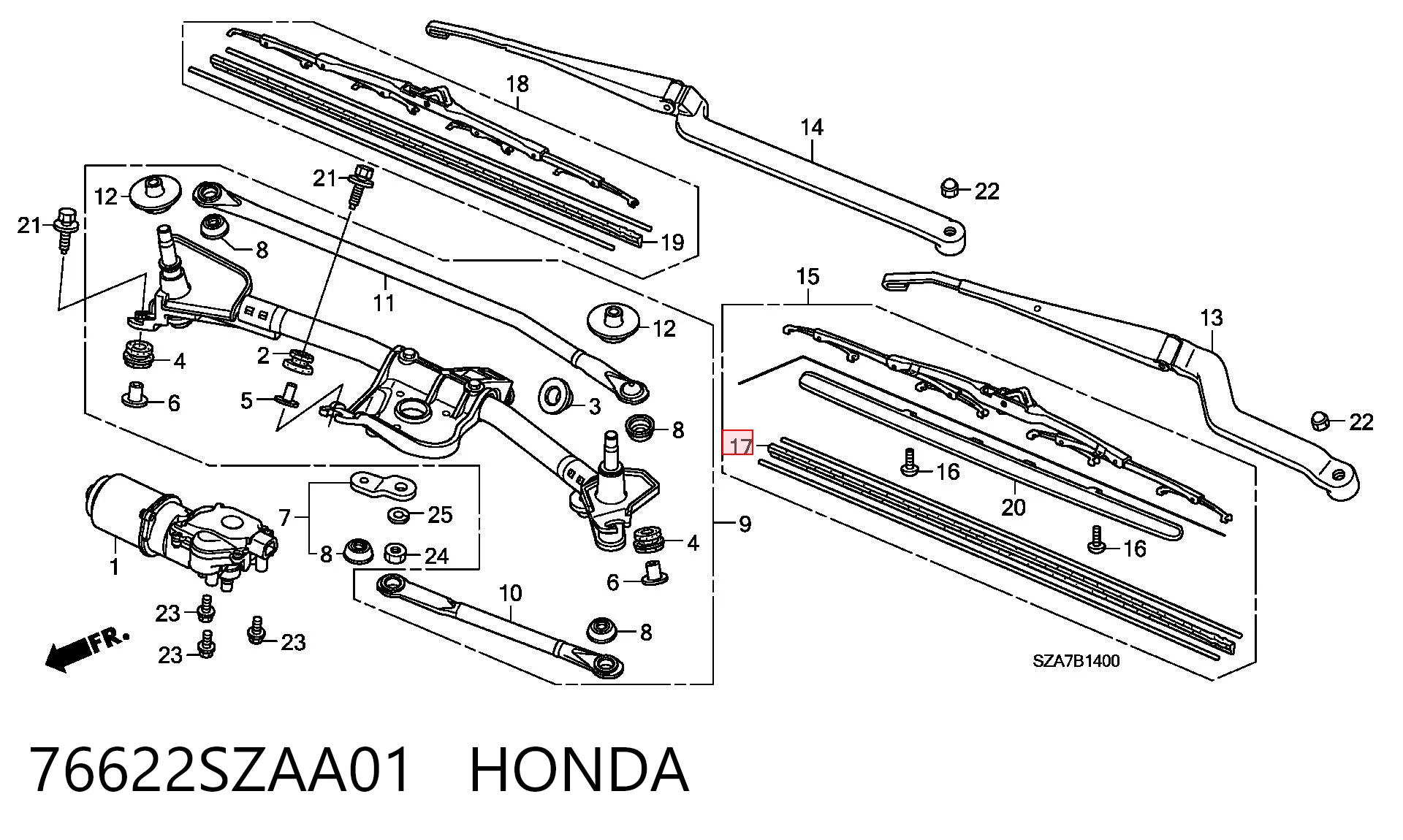 76622SZAA01 Honda Гумка склоочисника водійська