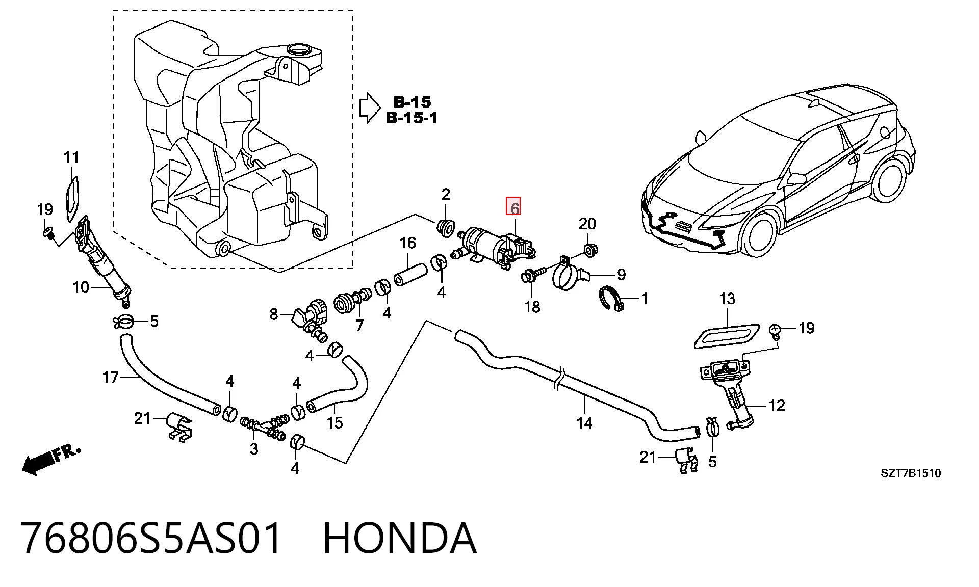 76806S5AS01 Honda Мотор омивача