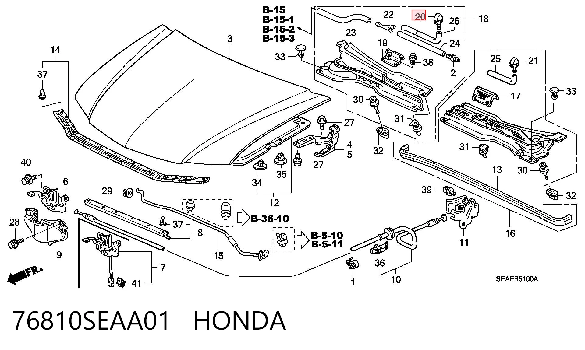 76810SEAA01 Honda Форсунка омивача скла лобового, права