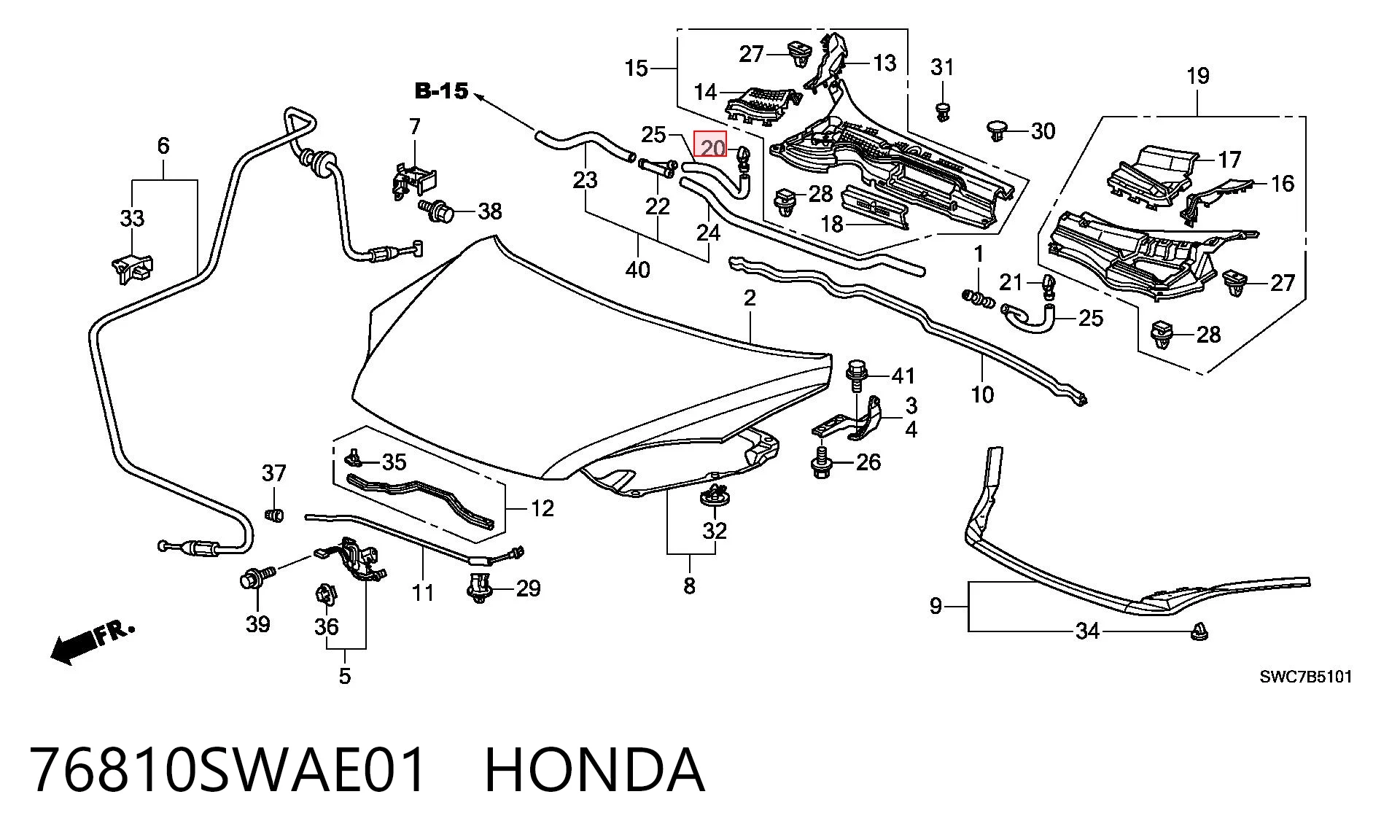 76810SWAE01 Honda Сопло склоомивача вітрового скла