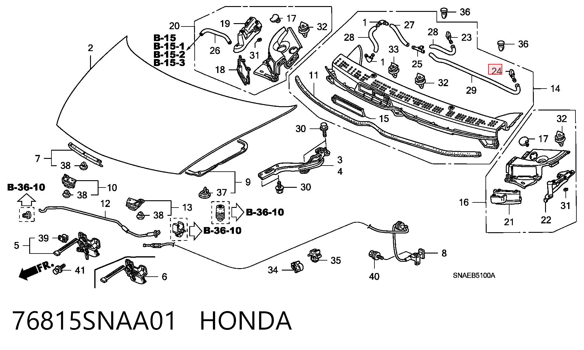 76815SNAA01 Honda Форсунка омивача скла лобового, ліва