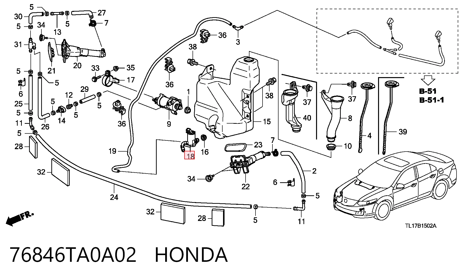 76846TA0A02 Honda Мотор омивача