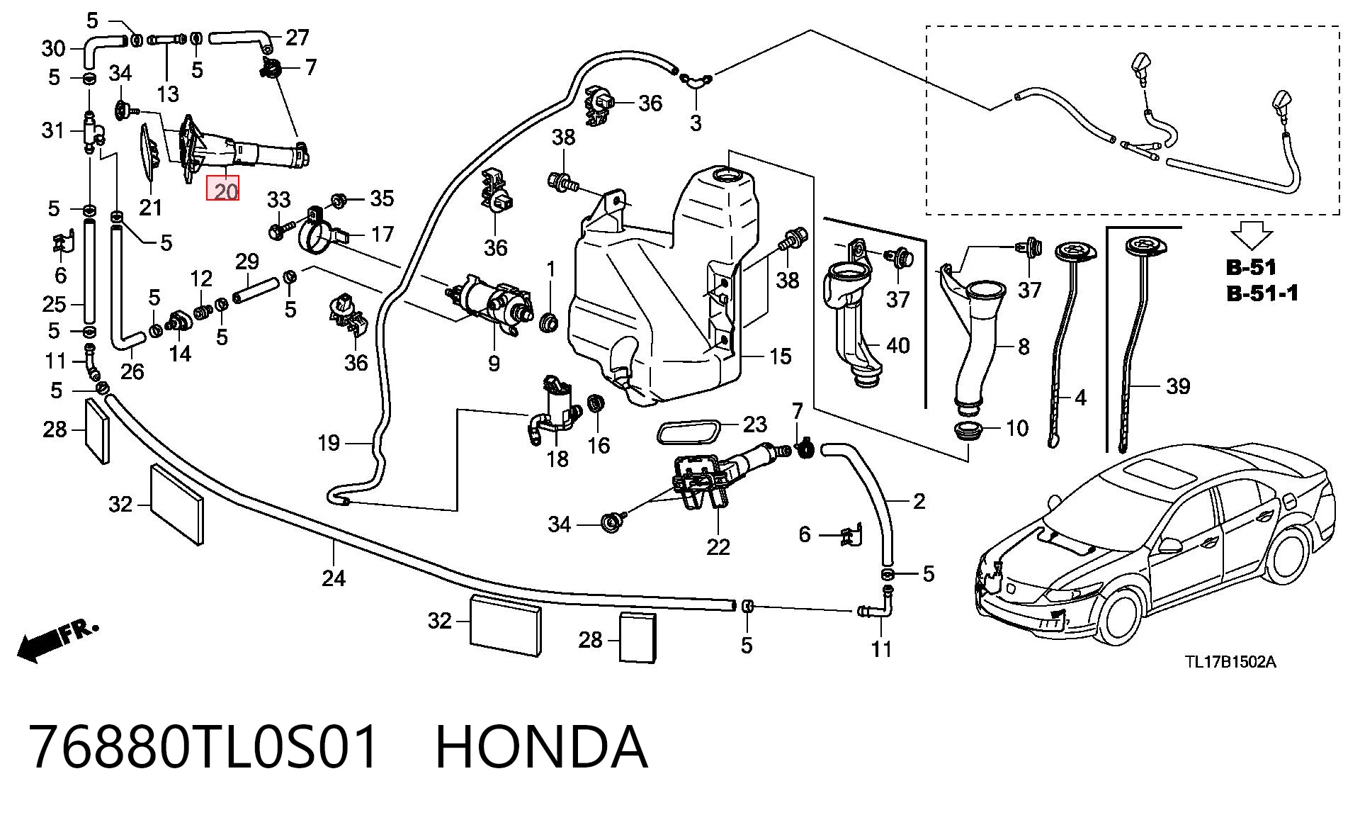 76880TL0S01 Honda Форсунка омивача фари передньої, правої