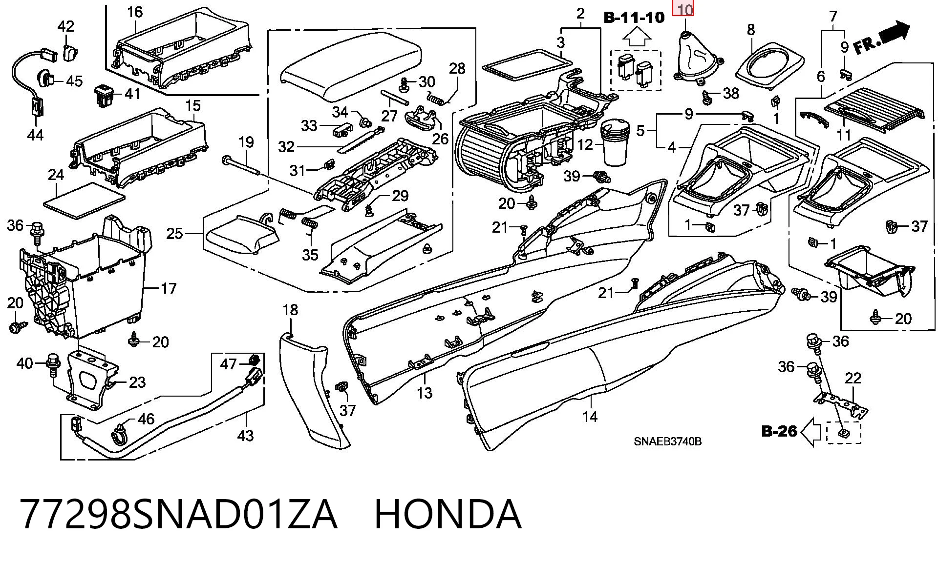 77298SNAD01ZA Honda Чохол на важіль перемикання