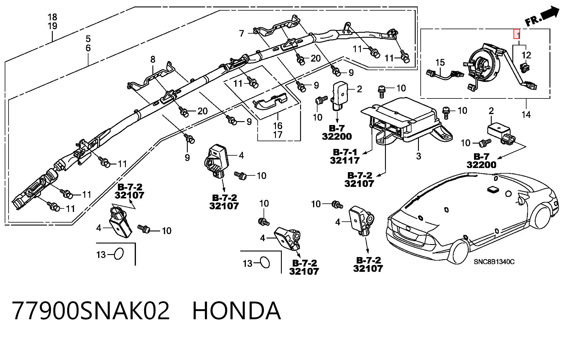 77900SNAK02 Honda Шлейф Airbag