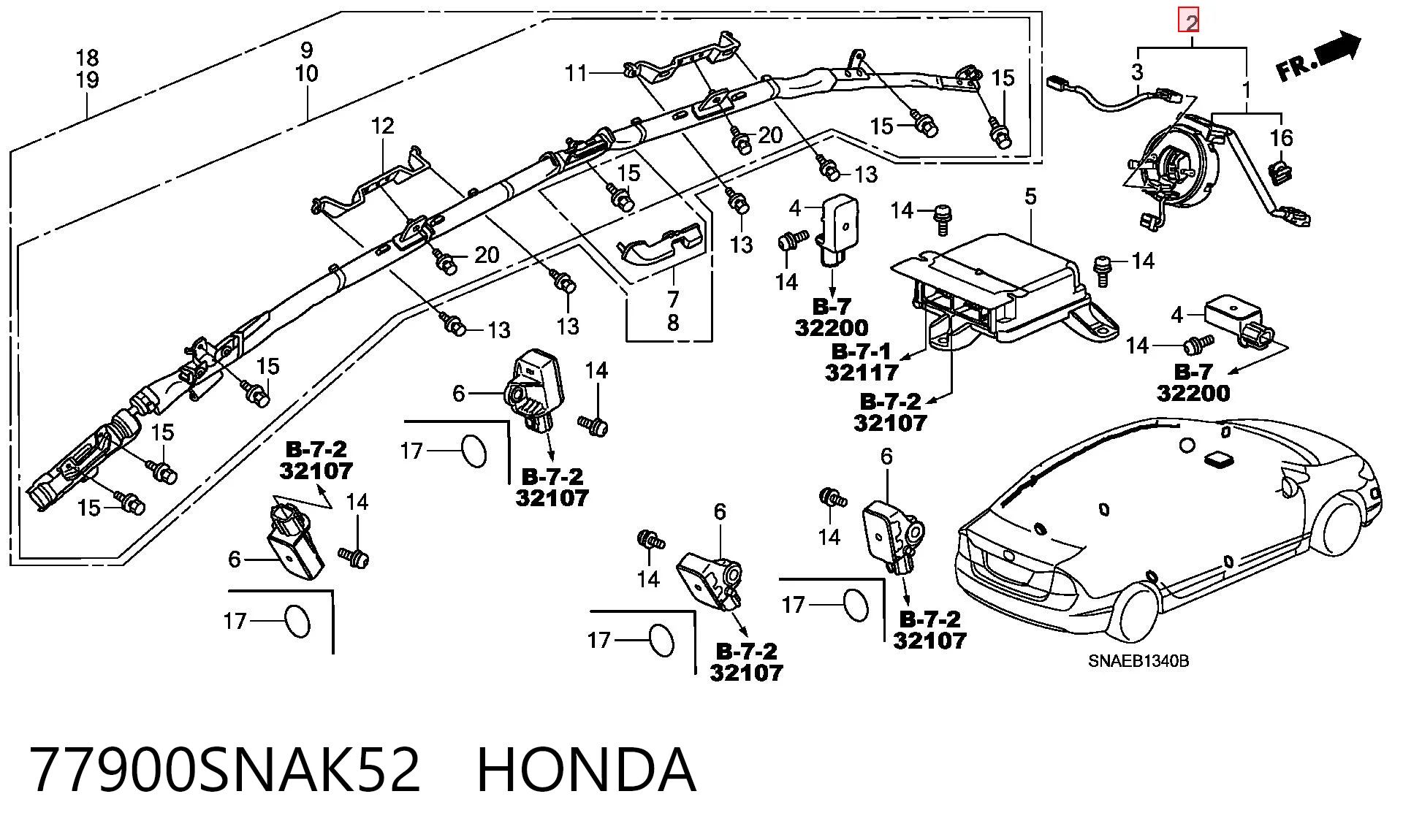 77900SNAK52 Honda Шлейф Airbag