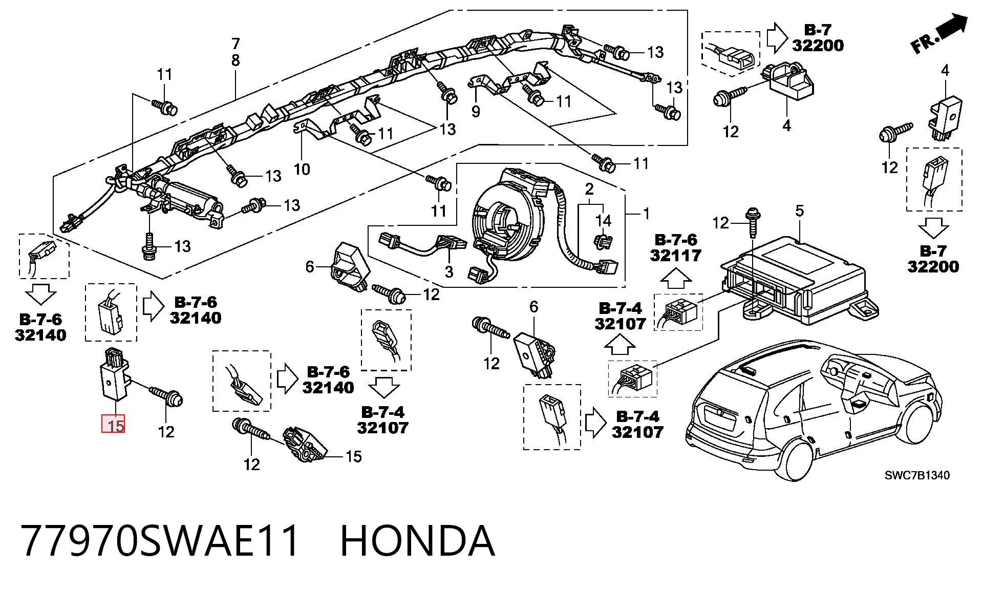 77970SWAE11 Honda Датчик подушки безпеки