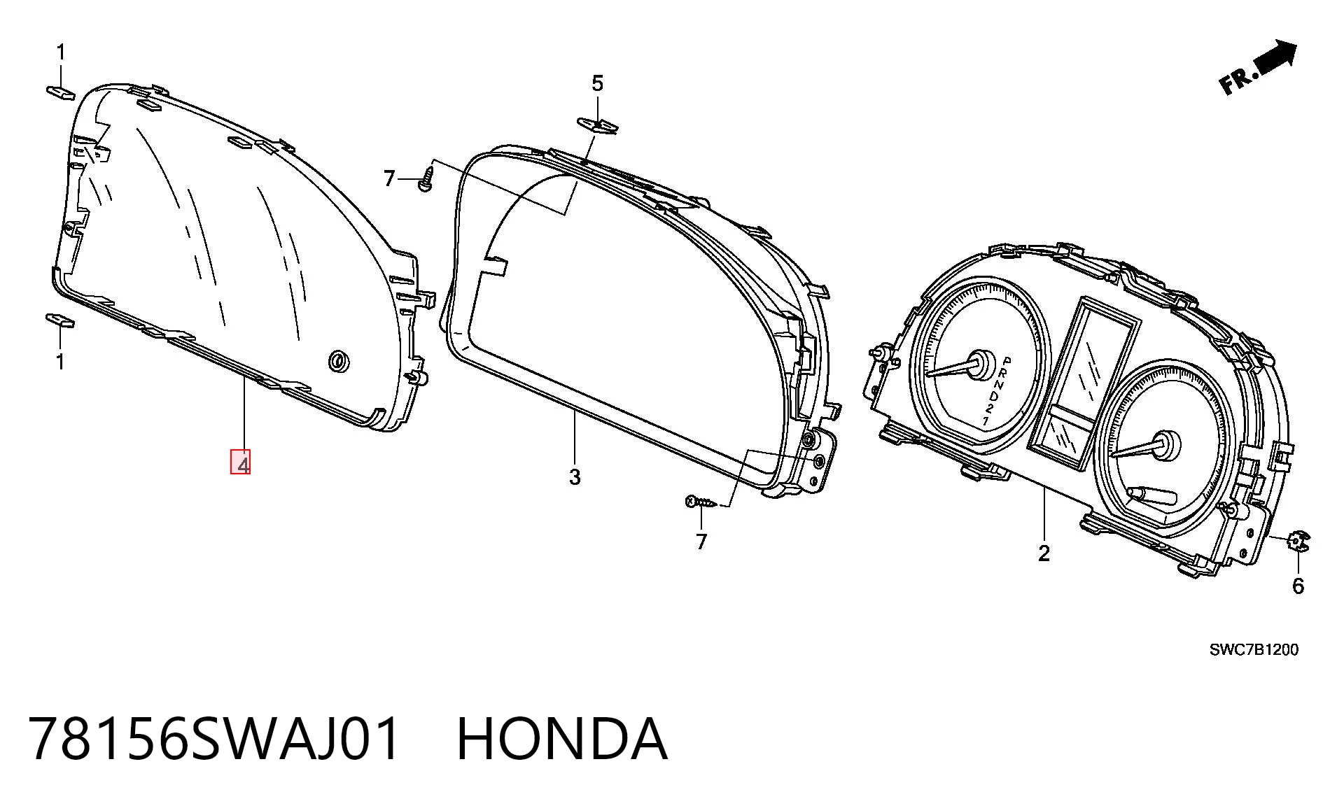 78156SWAJ01 Honda Скло щитка приладів