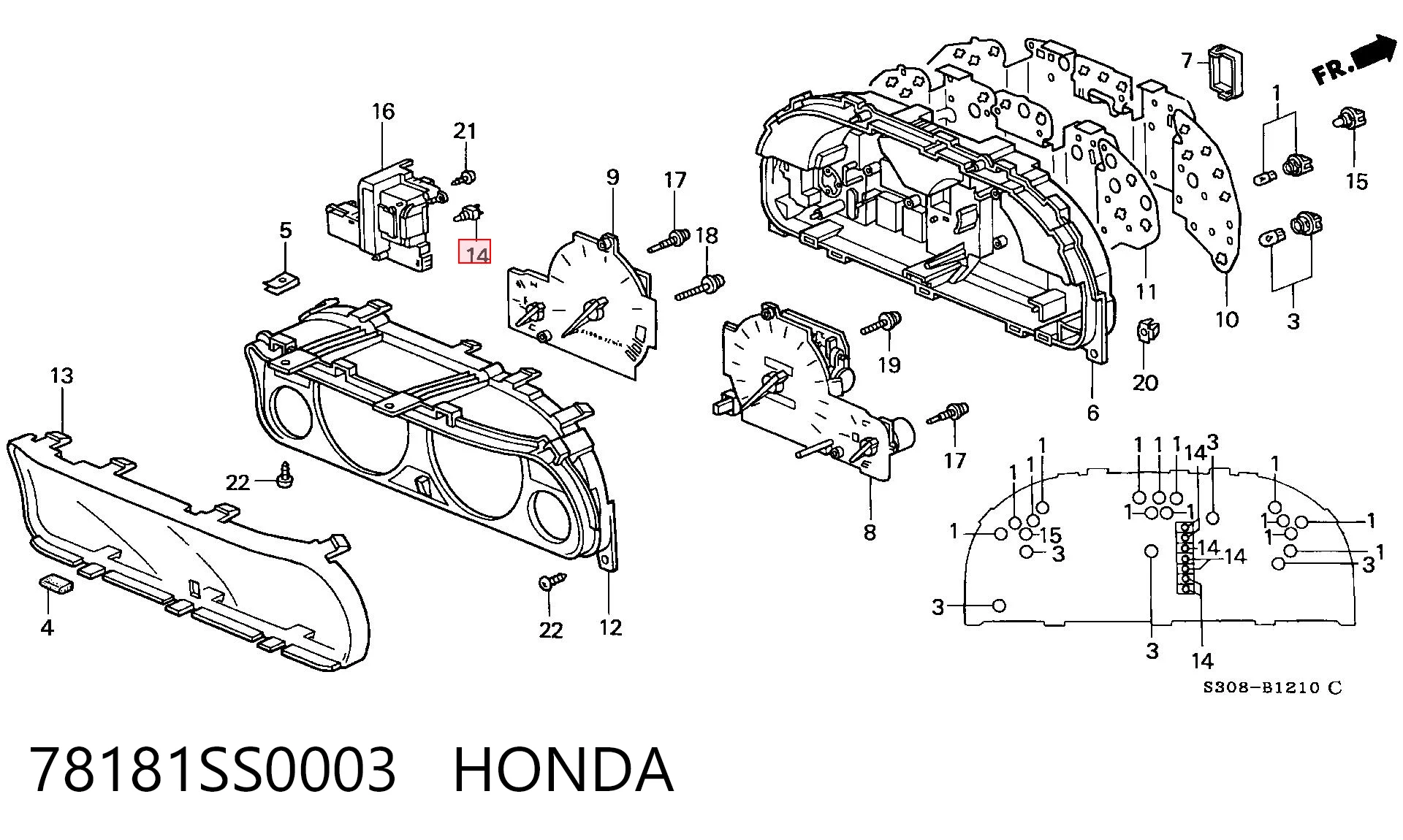 78181SS0003 Honda Лампи контрольні (Ліхтарі контрольних ламп)