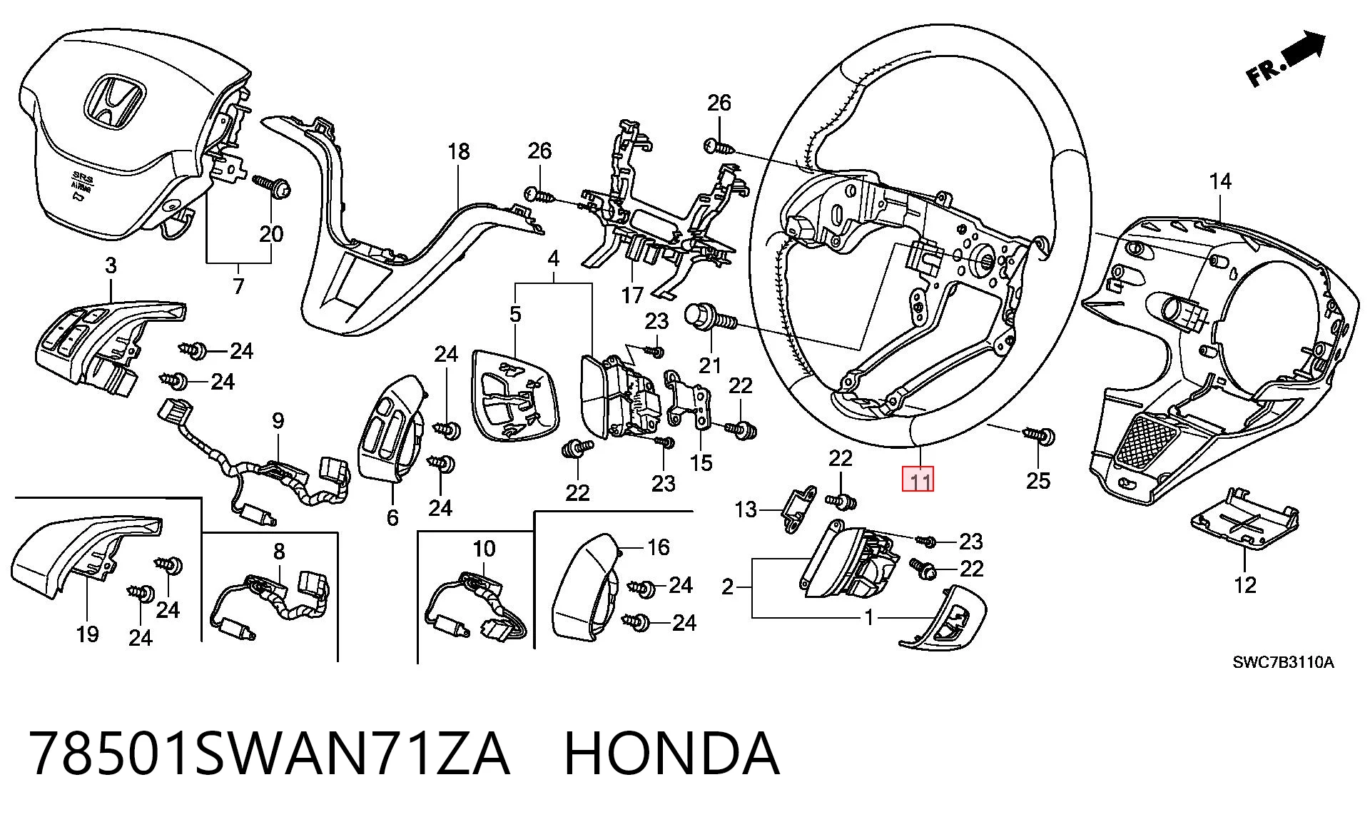 78501SWAN71ZA Honda Рульове колесо