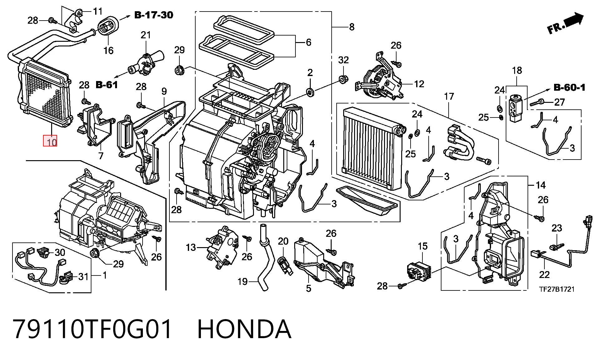 79110TF0G01 Honda Радіатор опалювача салону