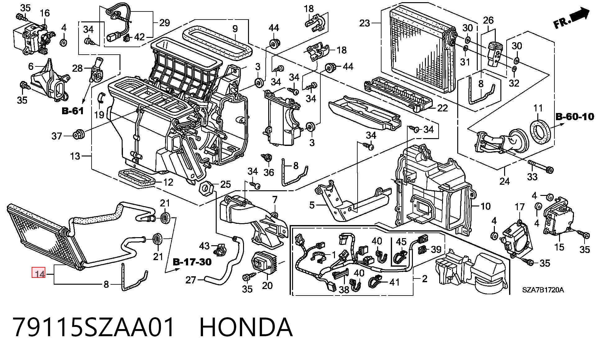 79115SZAA01 Honda Радіатор опалювача салону