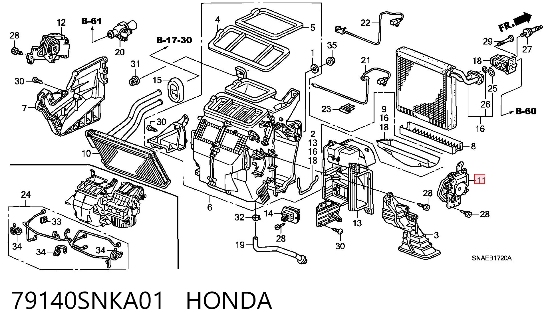 79140SNKA01 Honda Тяга приводу заслінки пічки