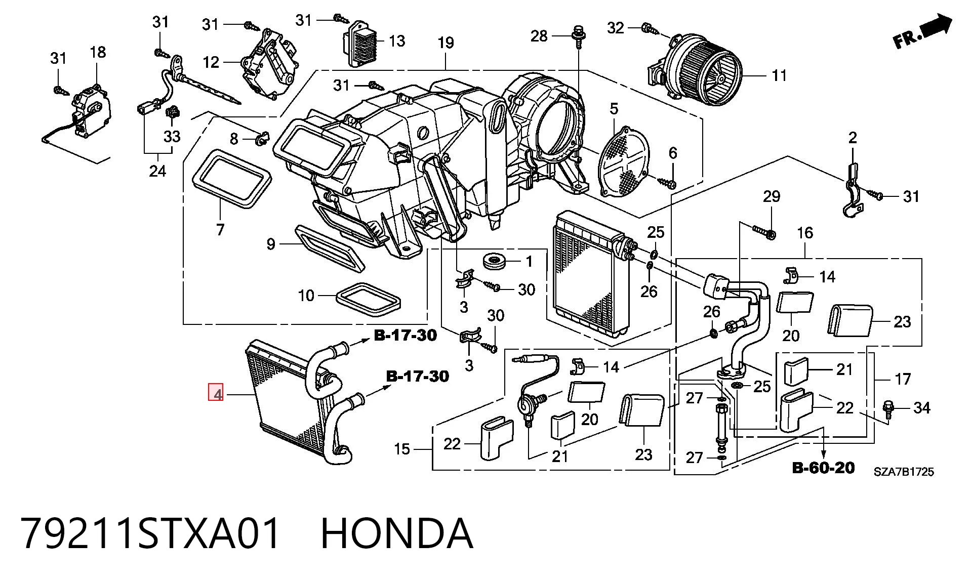 79211STXA01 Honda Опалення кузова заднє