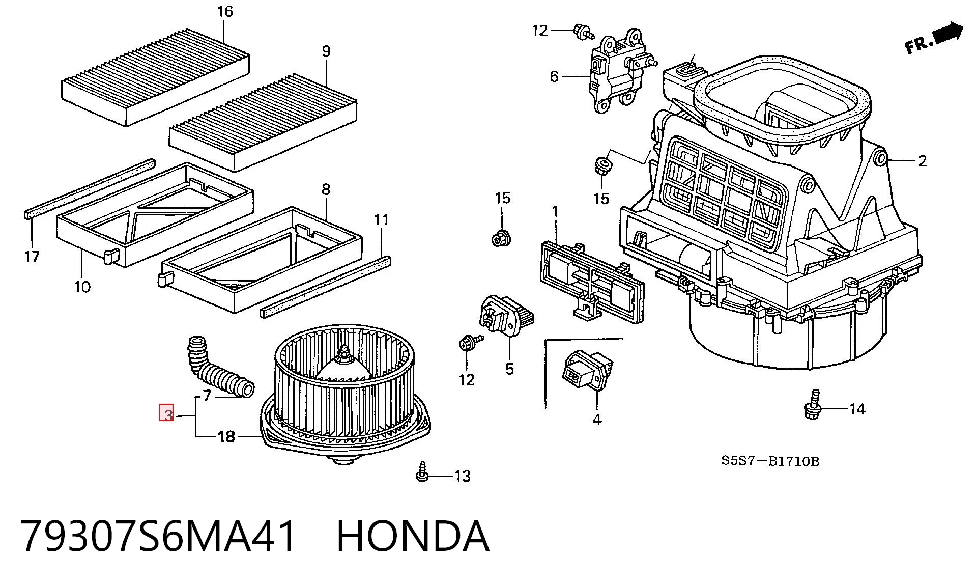 79307S6MA41 Honda Електромотор пічки