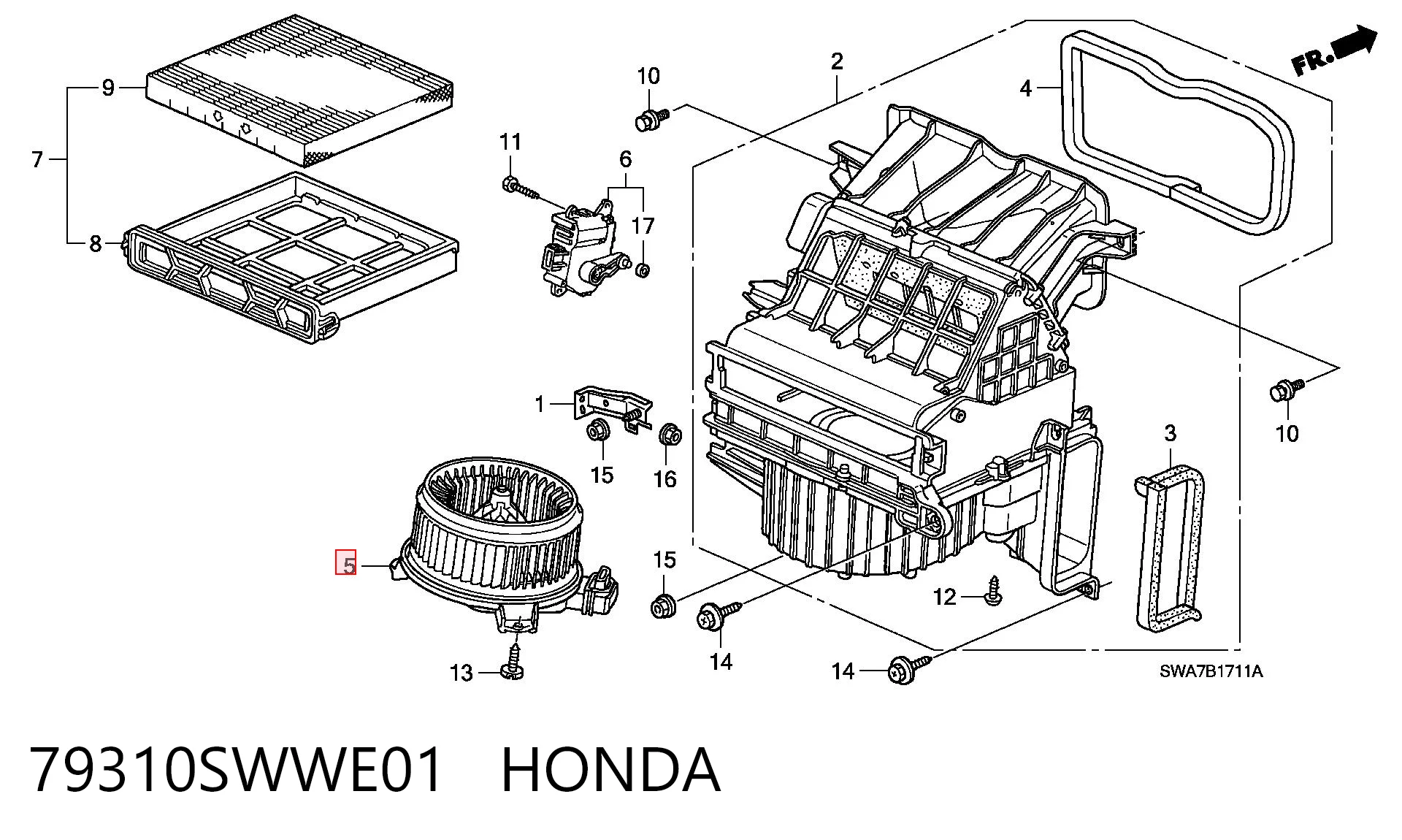 79310SWWE01 Honda Електромотор пічки