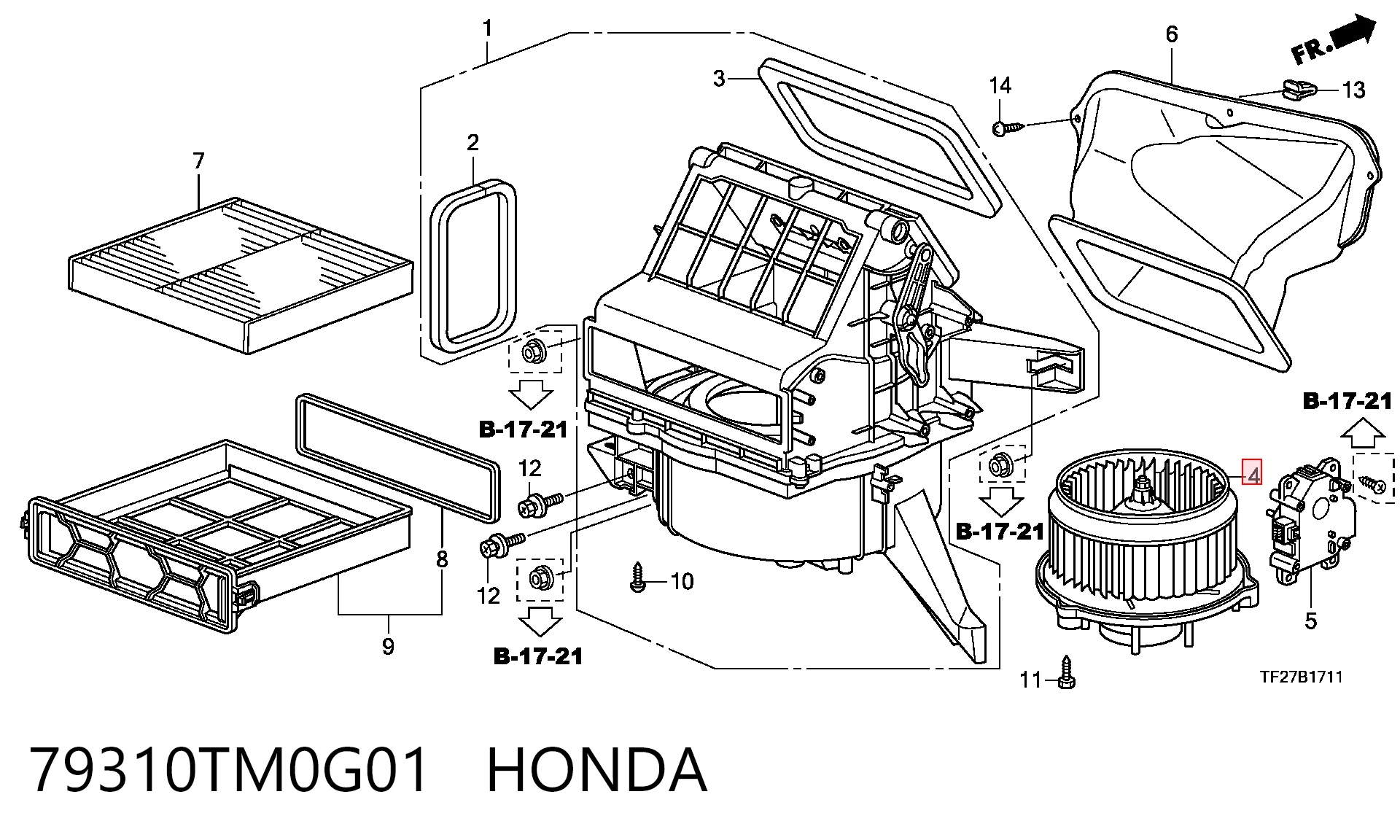 79310TM0G01 Honda Електромотор пічки