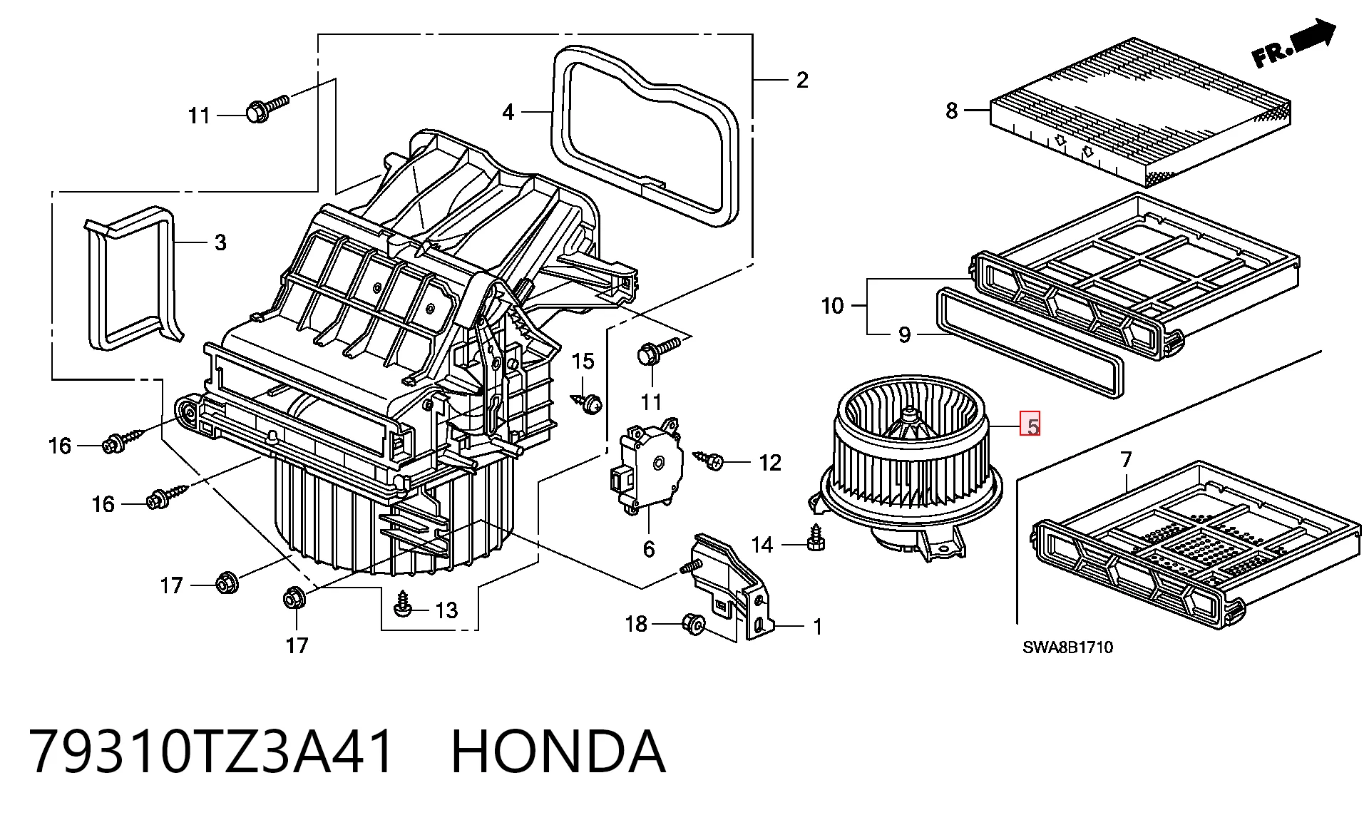 79310TZ3A41 Honda Електромотор пічки