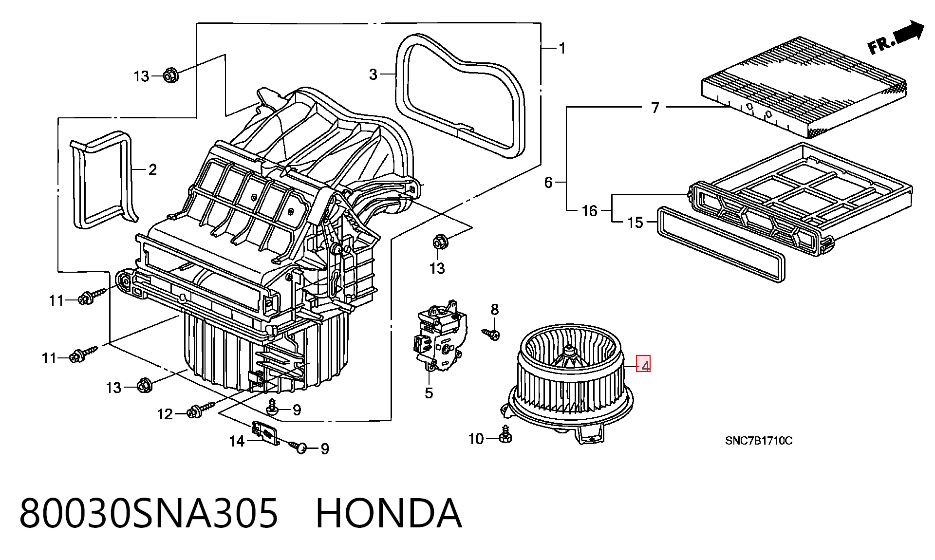 80030SNA305 Honda Електромотор пічки
