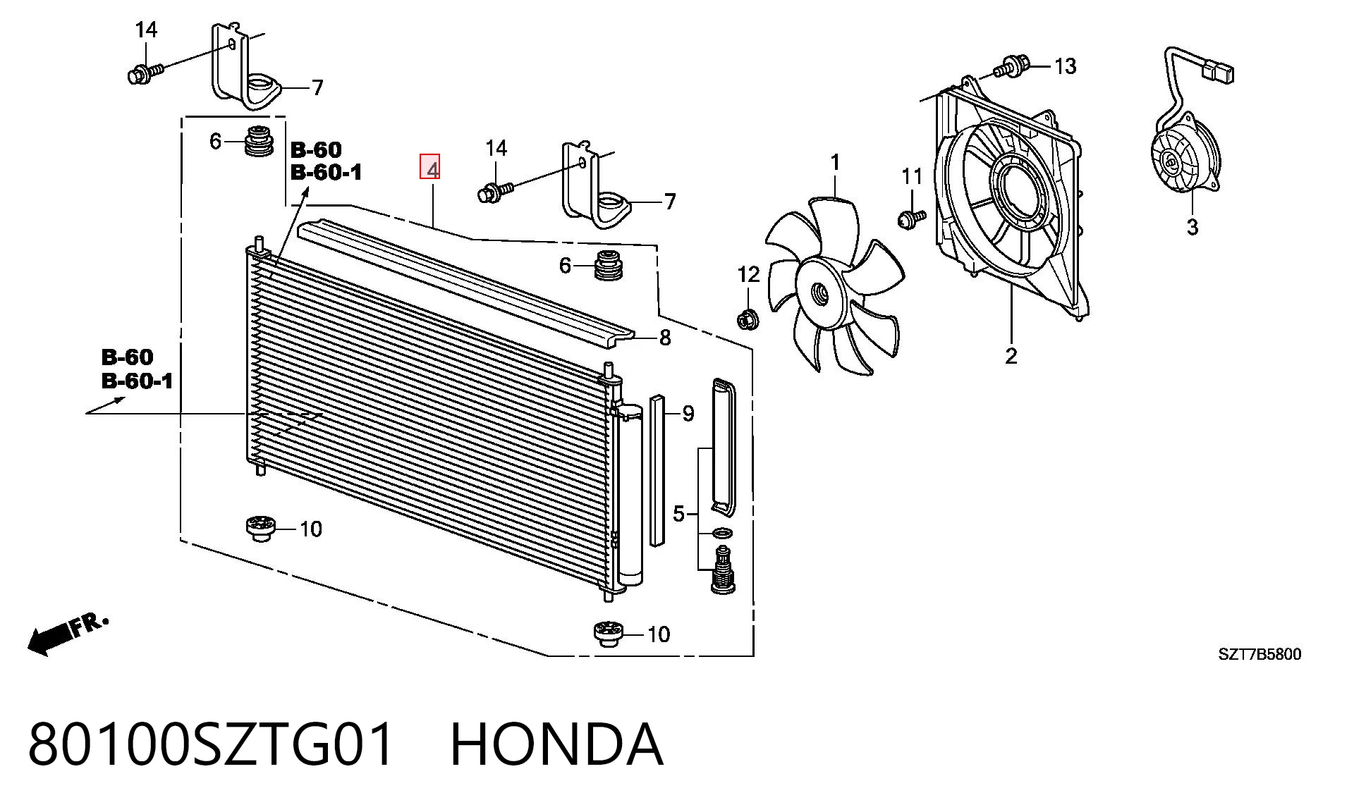 80100SZTG01 Honda Конденсатор