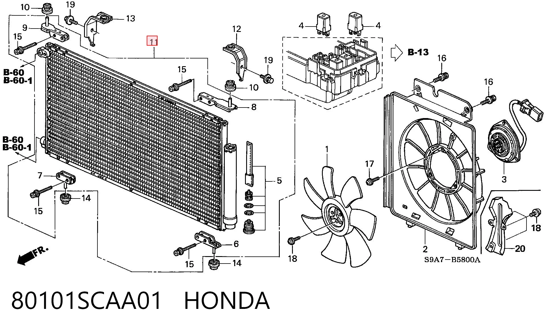80101SCAA01 Honda Конденсатор