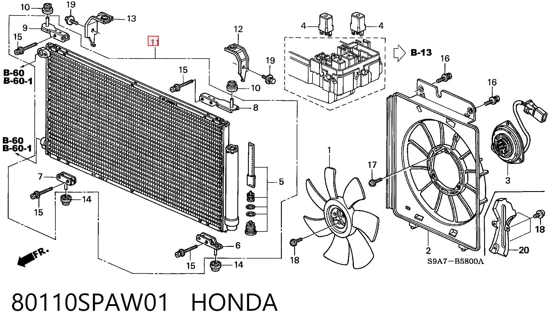 80110SPAW01 Honda Конденсатор