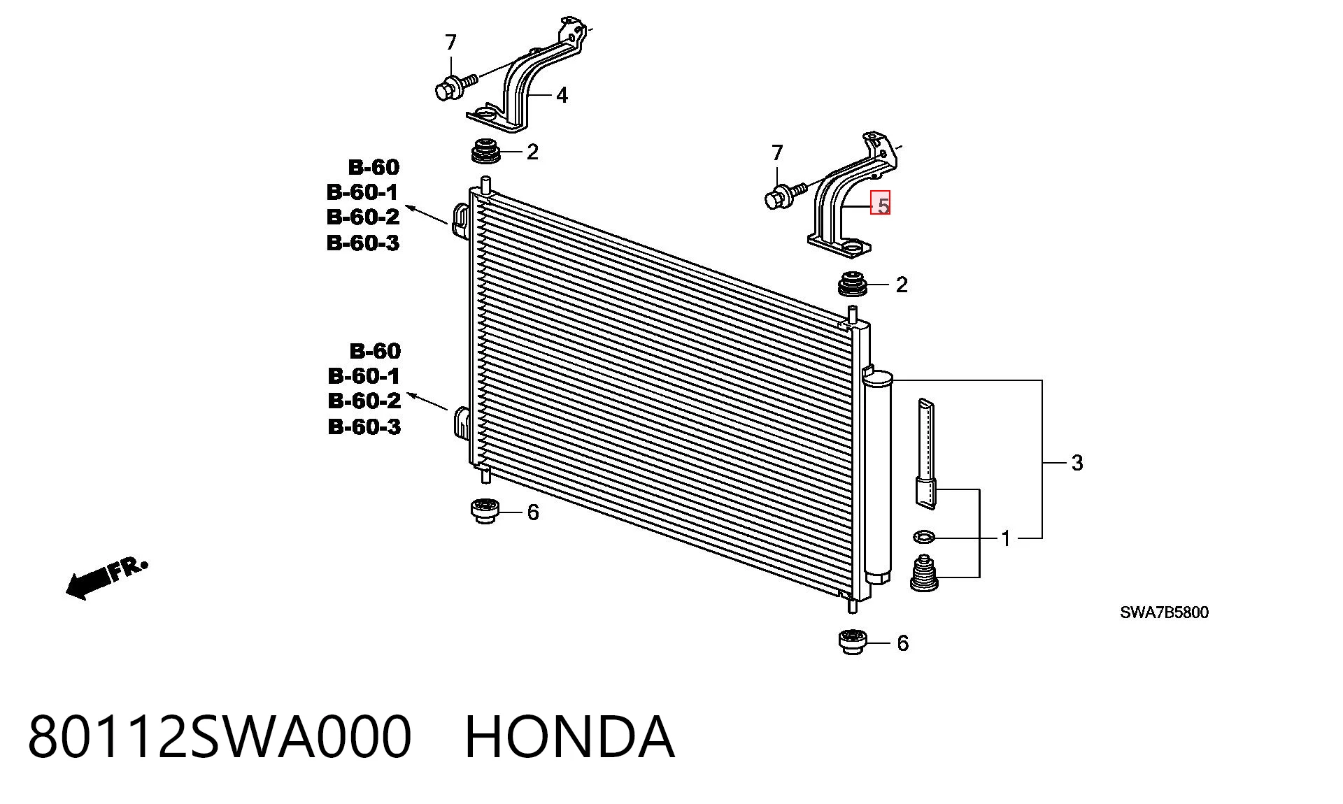 80112SWA000 Honda Кронштейн кріплення радіатора кондиціонера