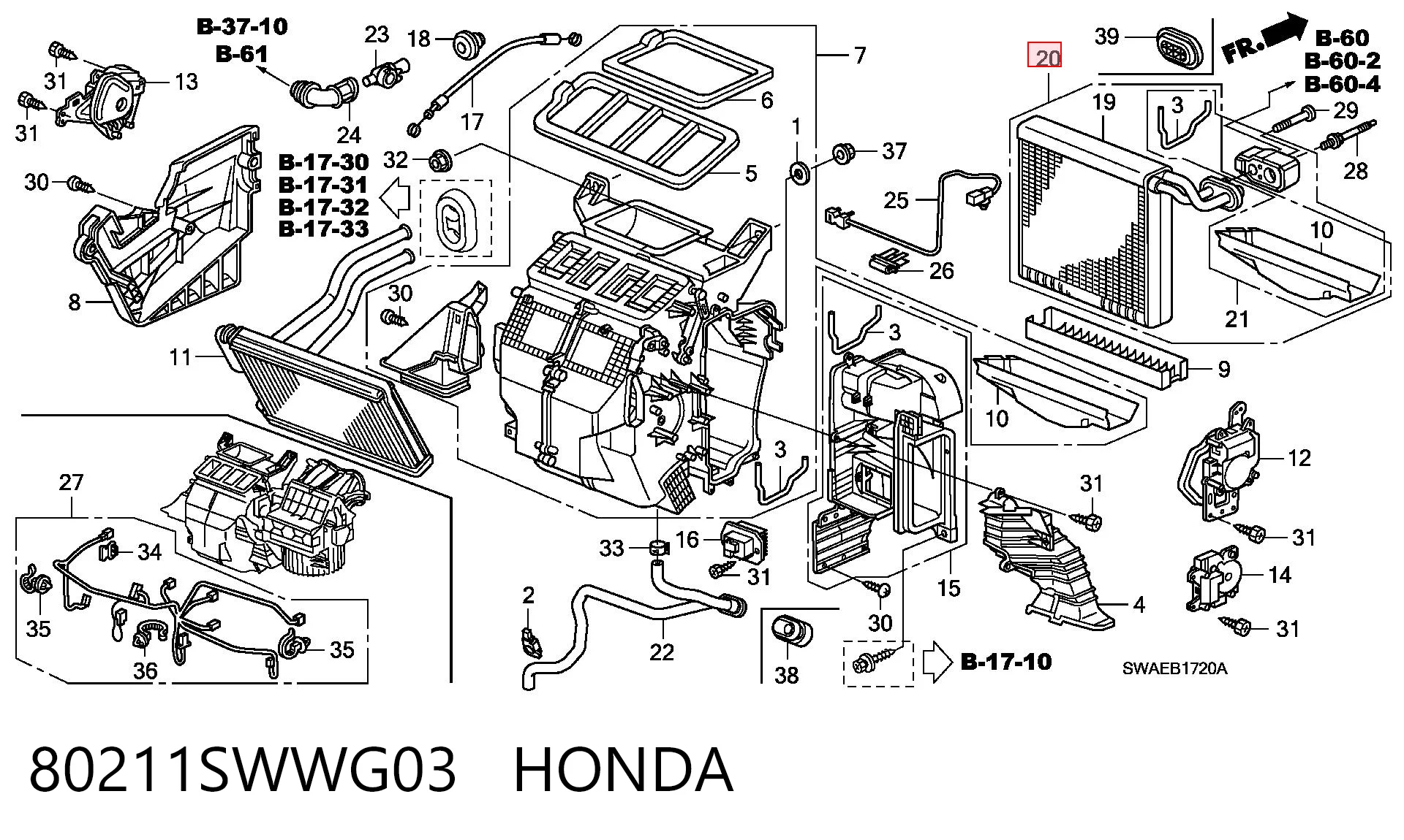 80211SWWG03 Honda Охолоджувач повітря