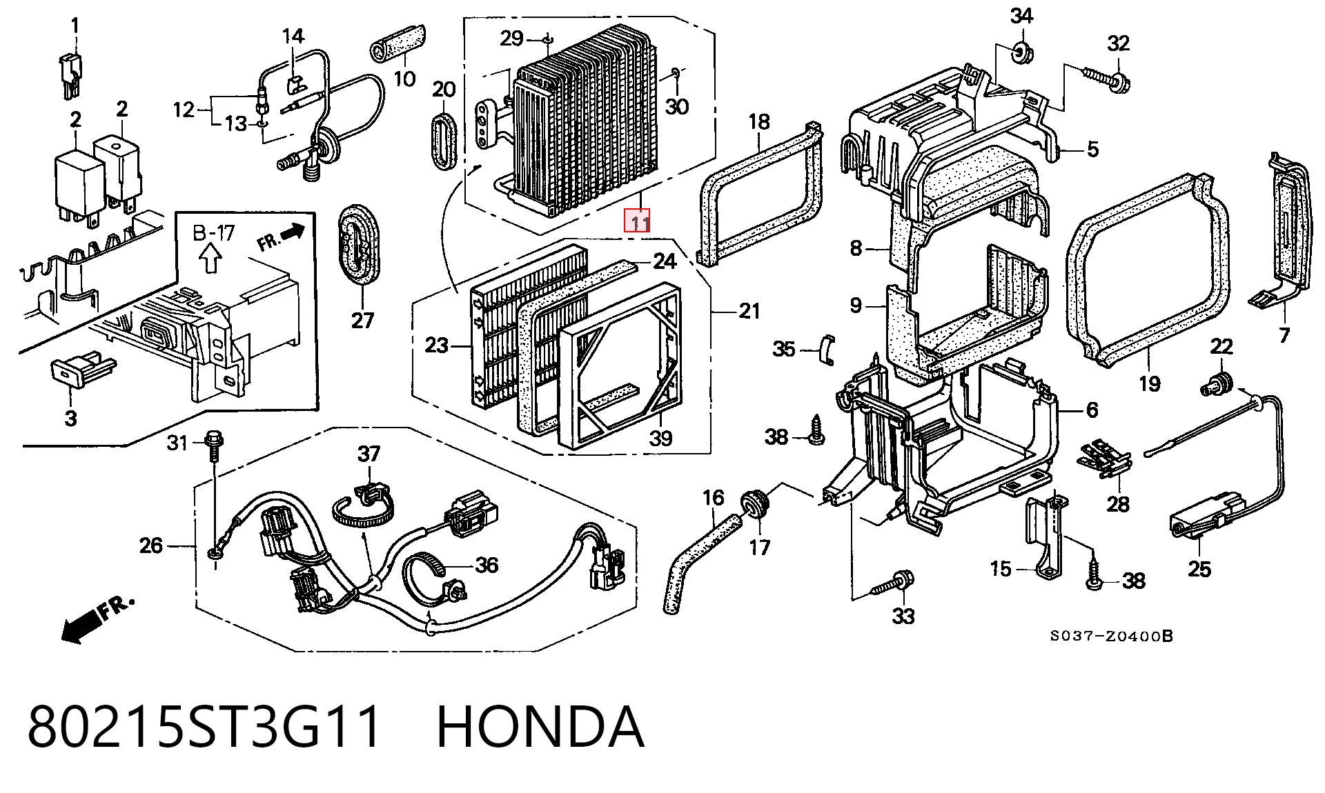 Охолоджувач повітря на Honda CR-V I RD