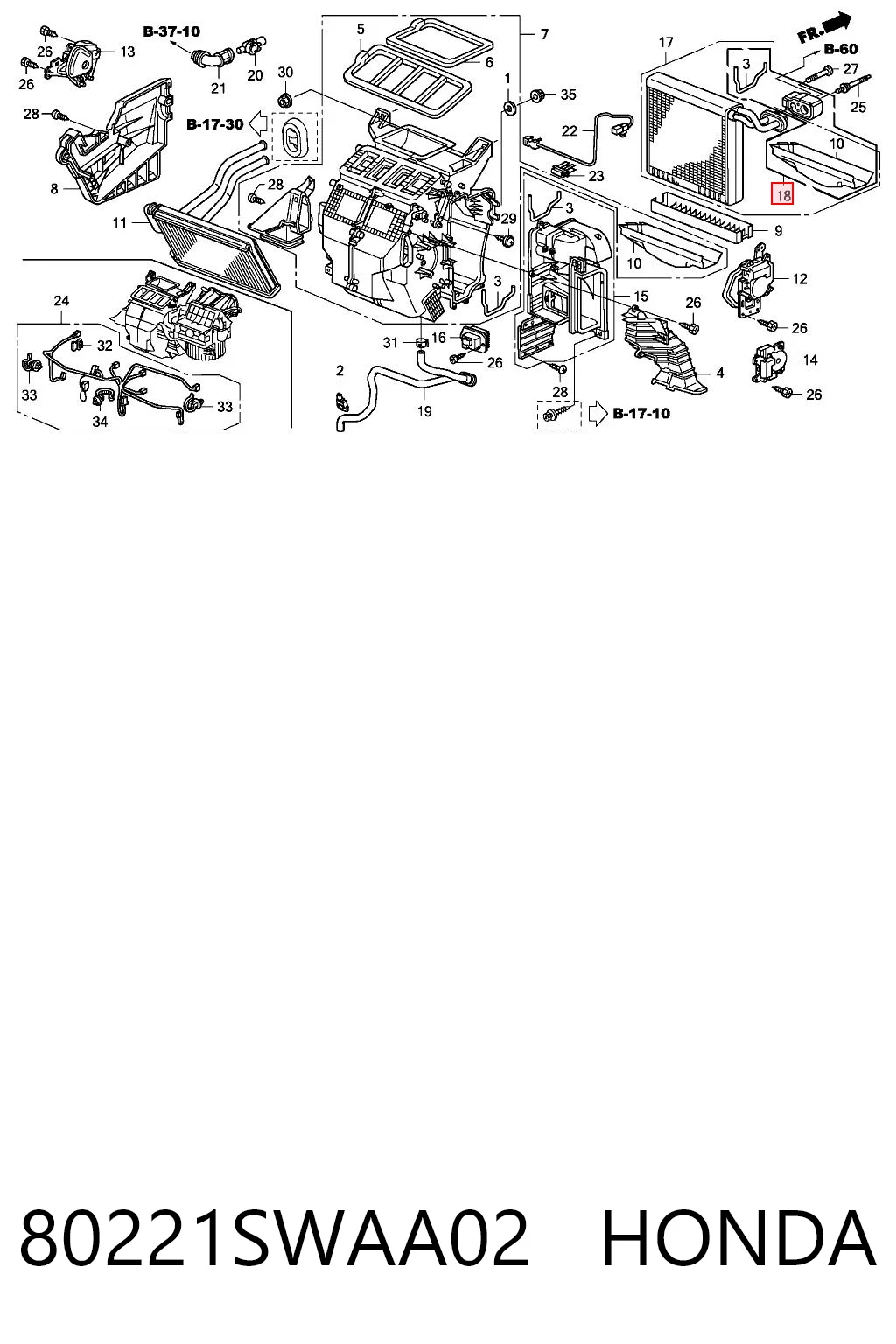 80221SWAA02 Honda Клапан TRV, кондиціонера