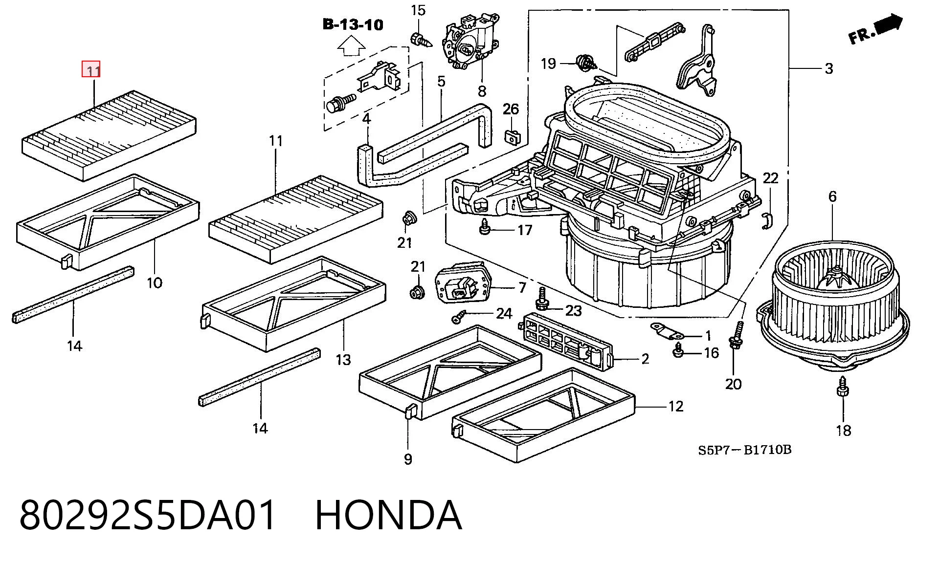 80292S5DA01 Honda Внутрішньосалонний фільтр