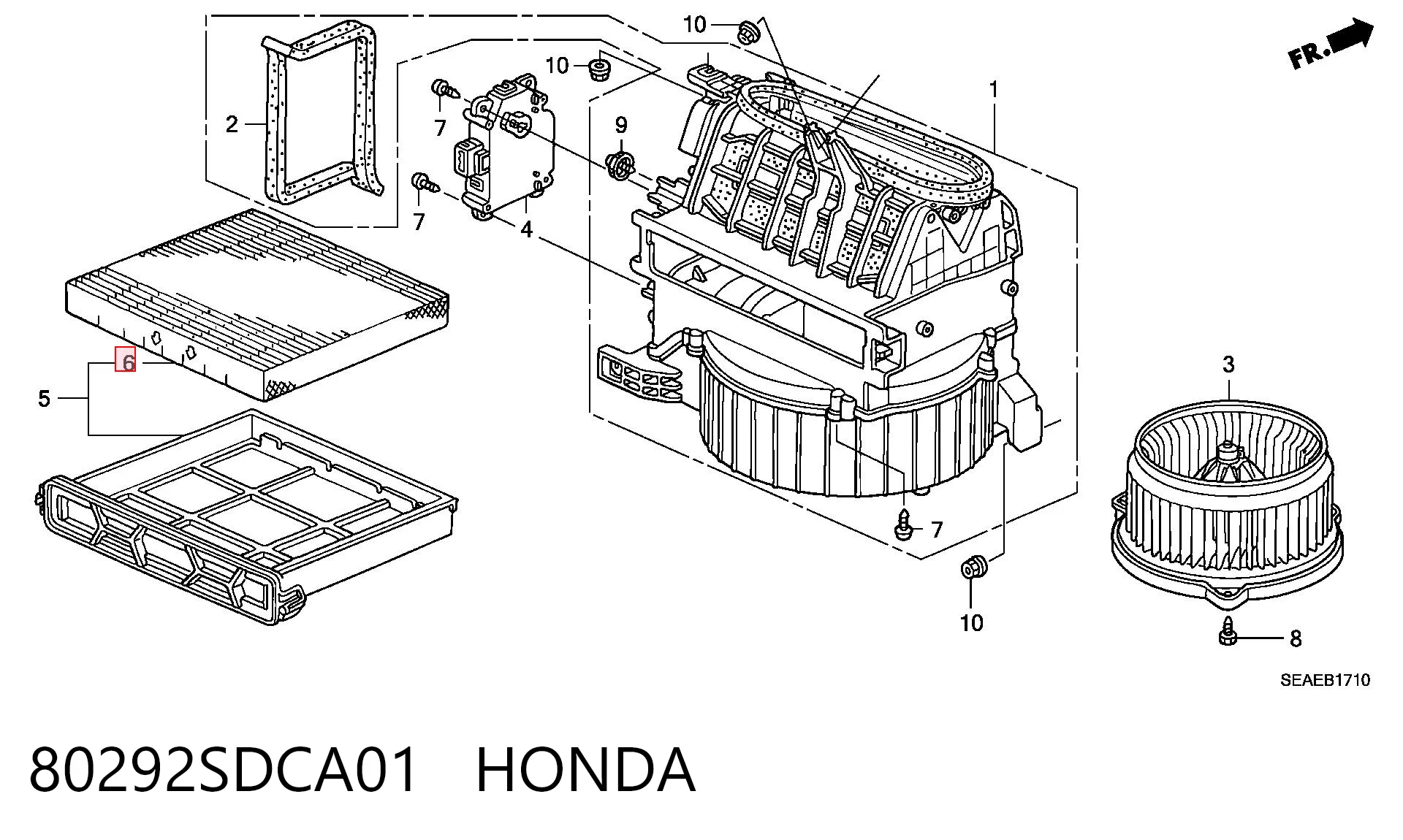 80292SDCA01 Honda Внутрішньосалонний фільтр