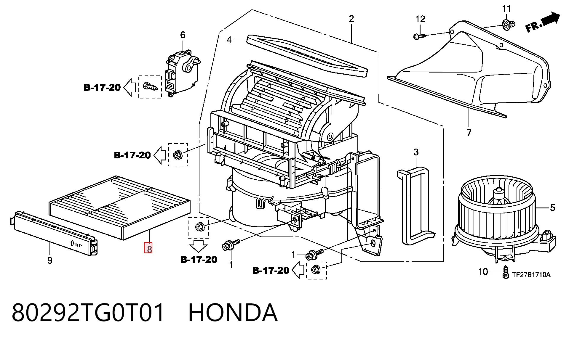 80292TG0T01 Honda Внутрішньосалонний фільтр