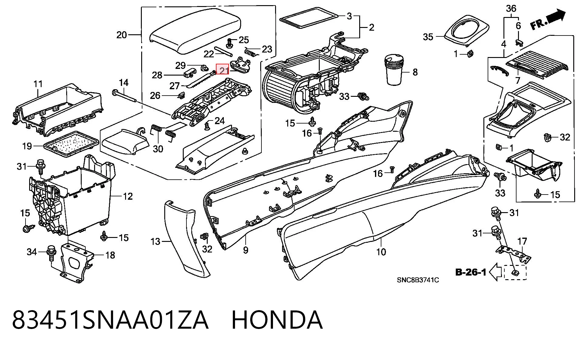 83451SNAA01ZA Honda Защіпка підлокітника