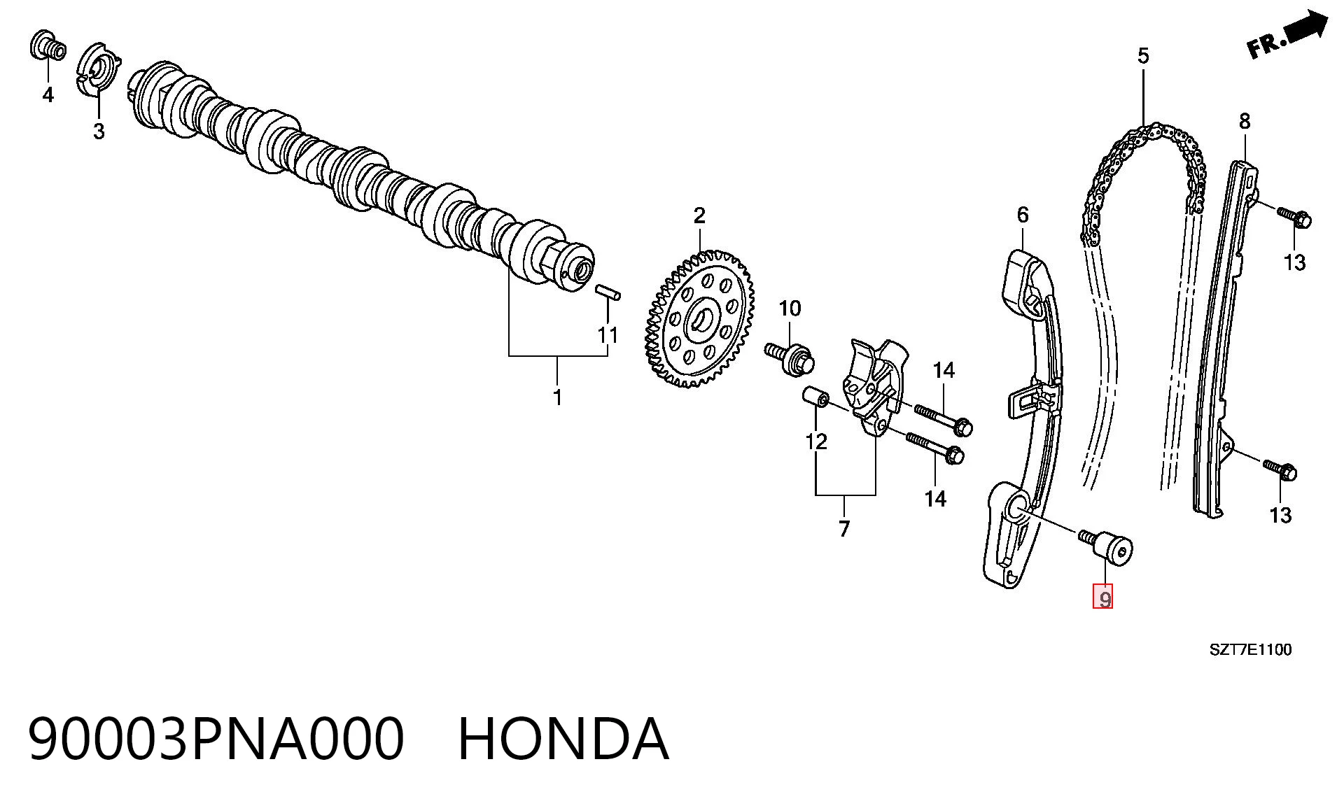 90003PNA000 Honda Болт натягувача ланцюга ГРМ