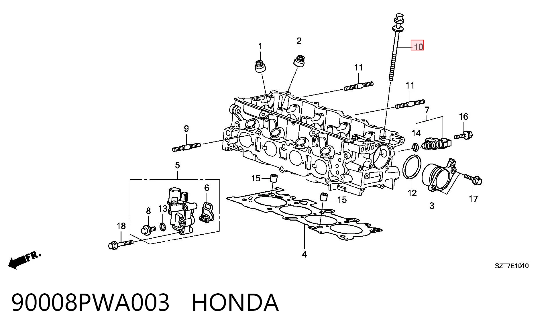 90008PWA003 Honda Болт кріплення головки блоку циліндрів